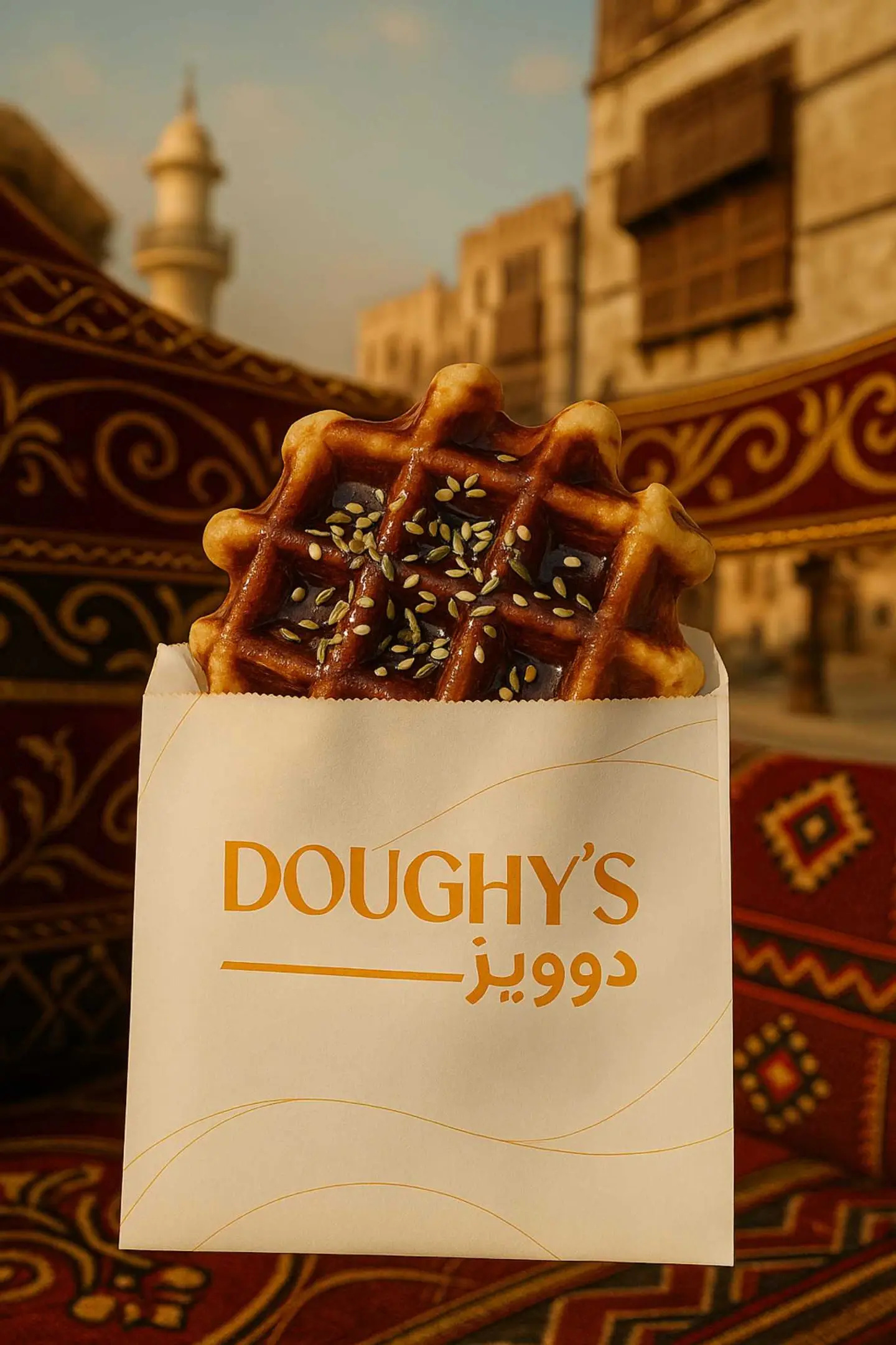 Waffle Date Sauce And Sesame/Fennel