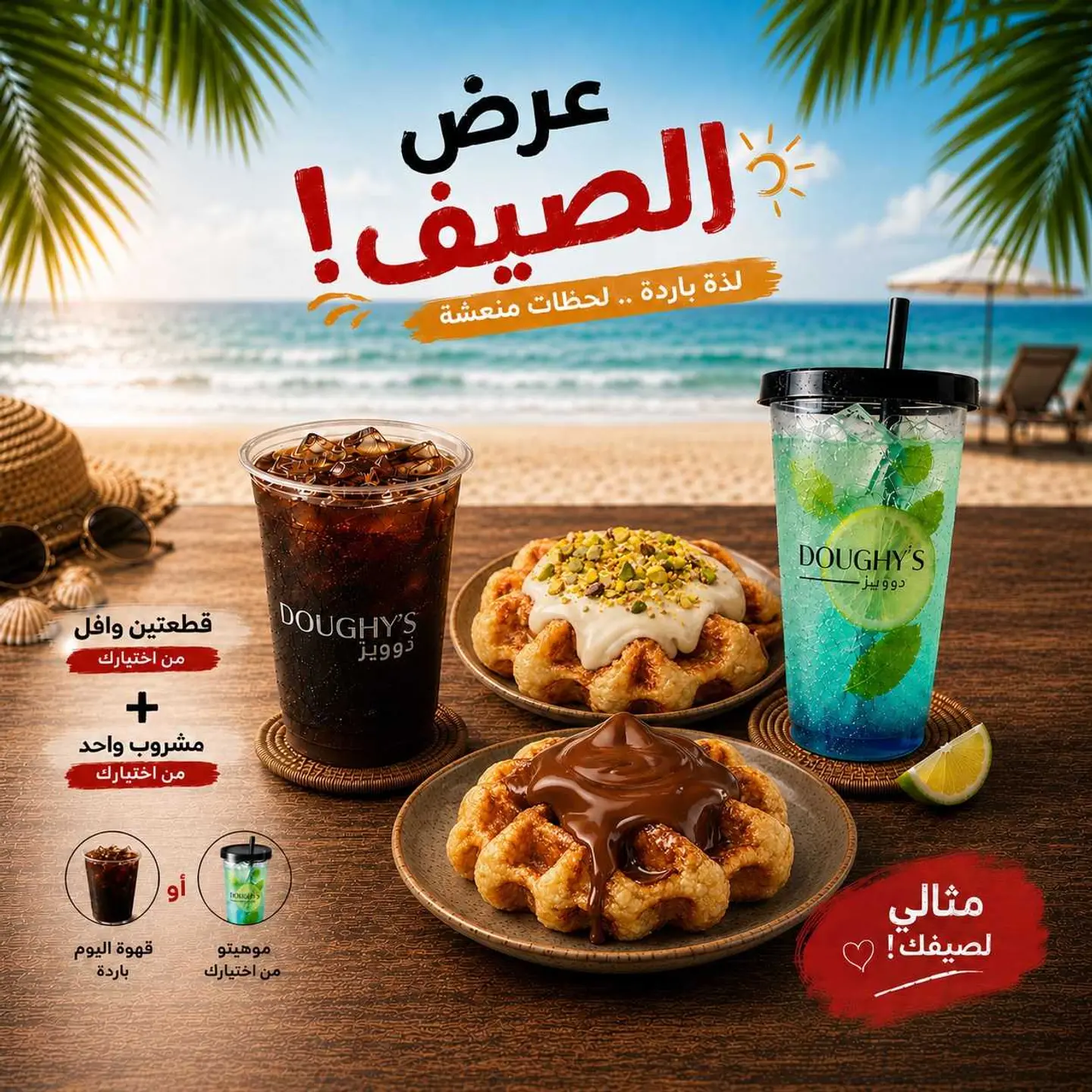 قطعتين وافل من اختيارك و مشروب