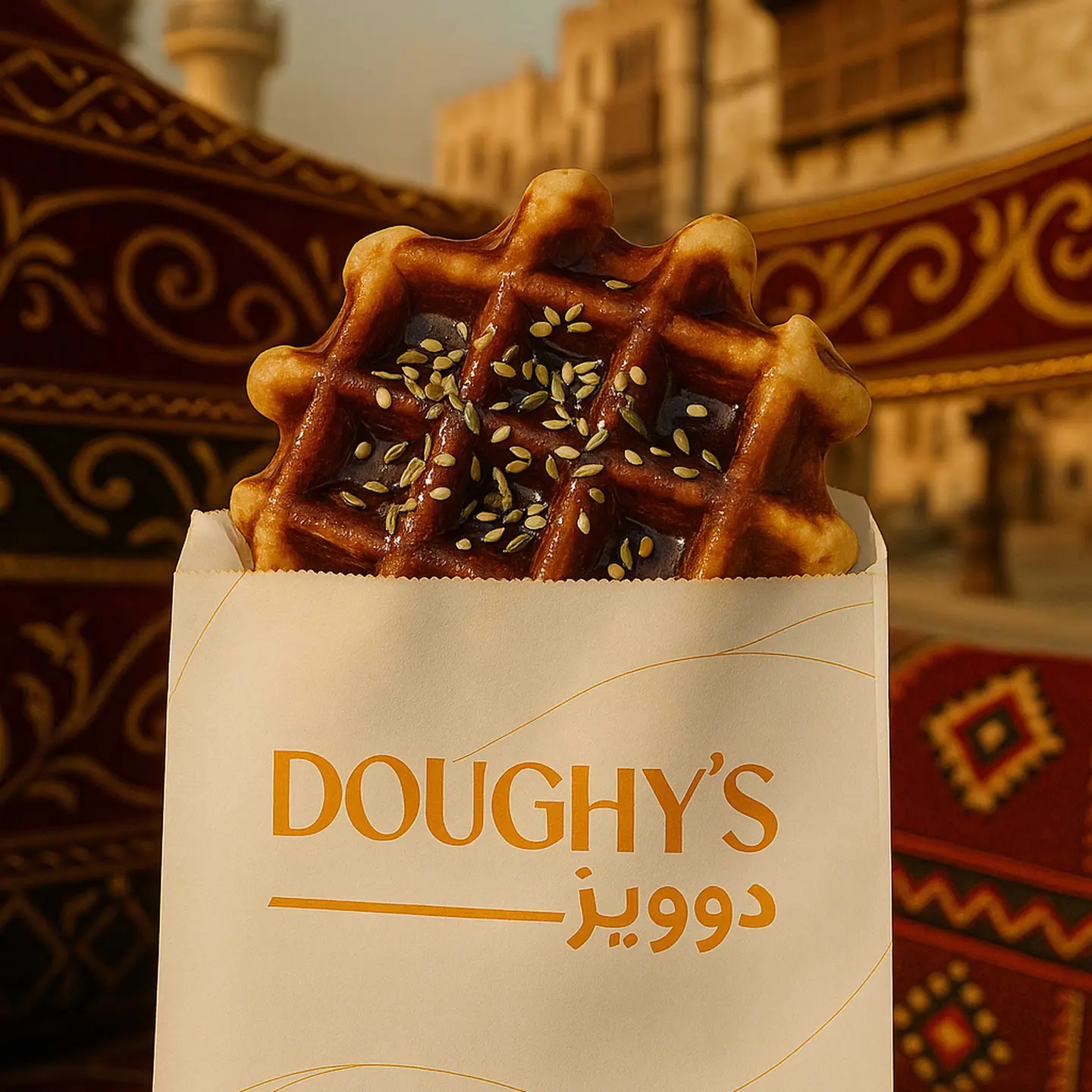 Waffle Date Sauce And Sesame/Fennel