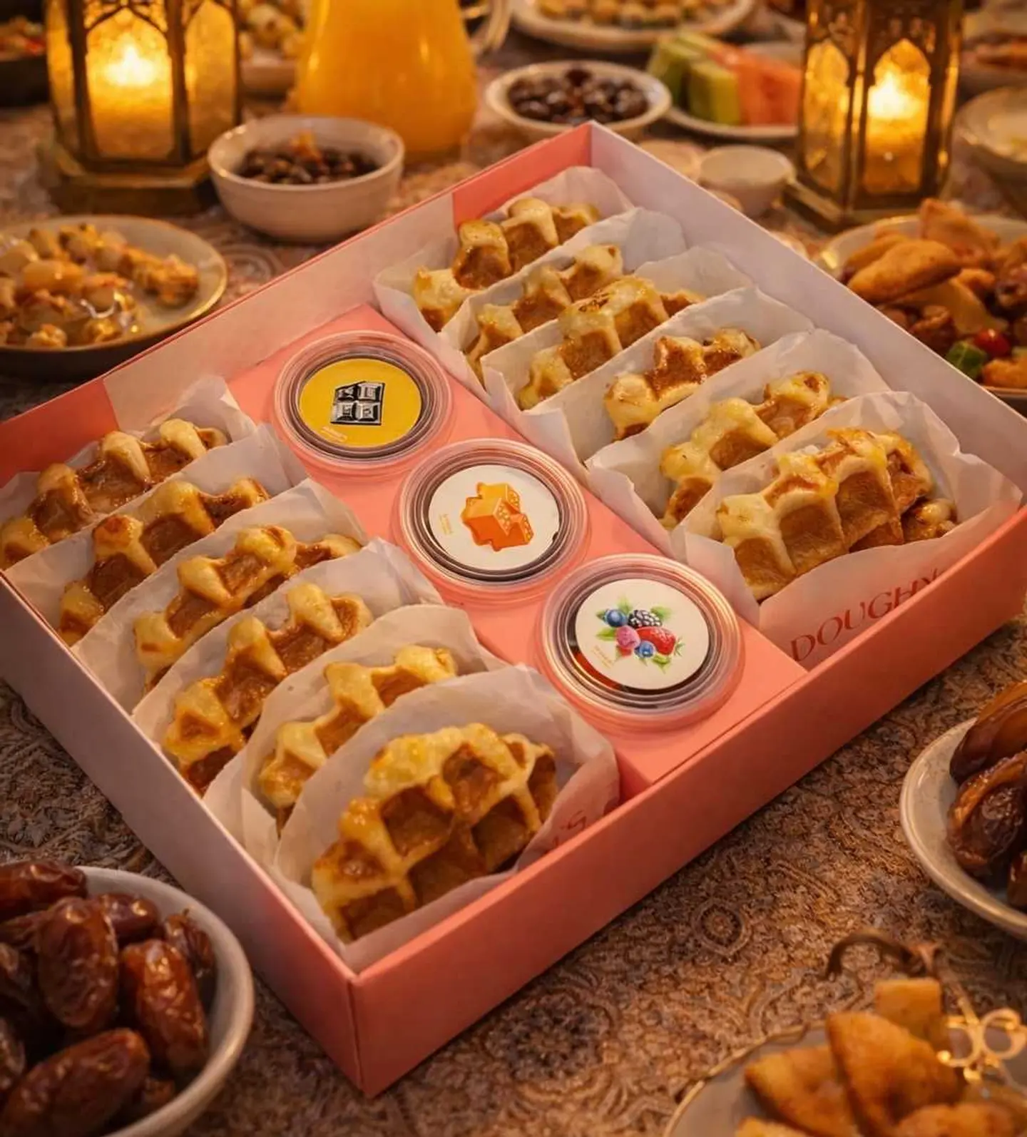 Party Box – 12 Waffles + 3 Dips