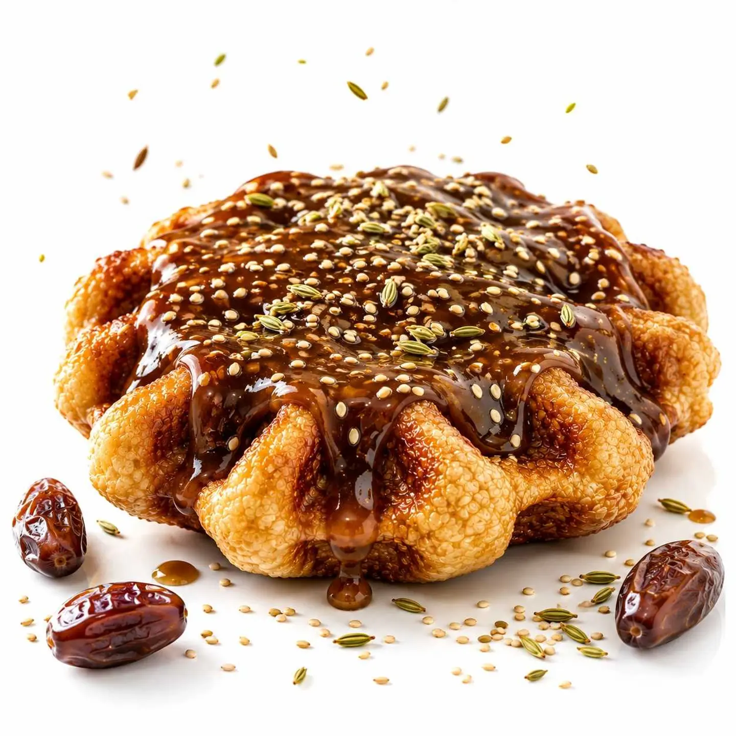 Waffle Date Sauce And Sesame/Fennel