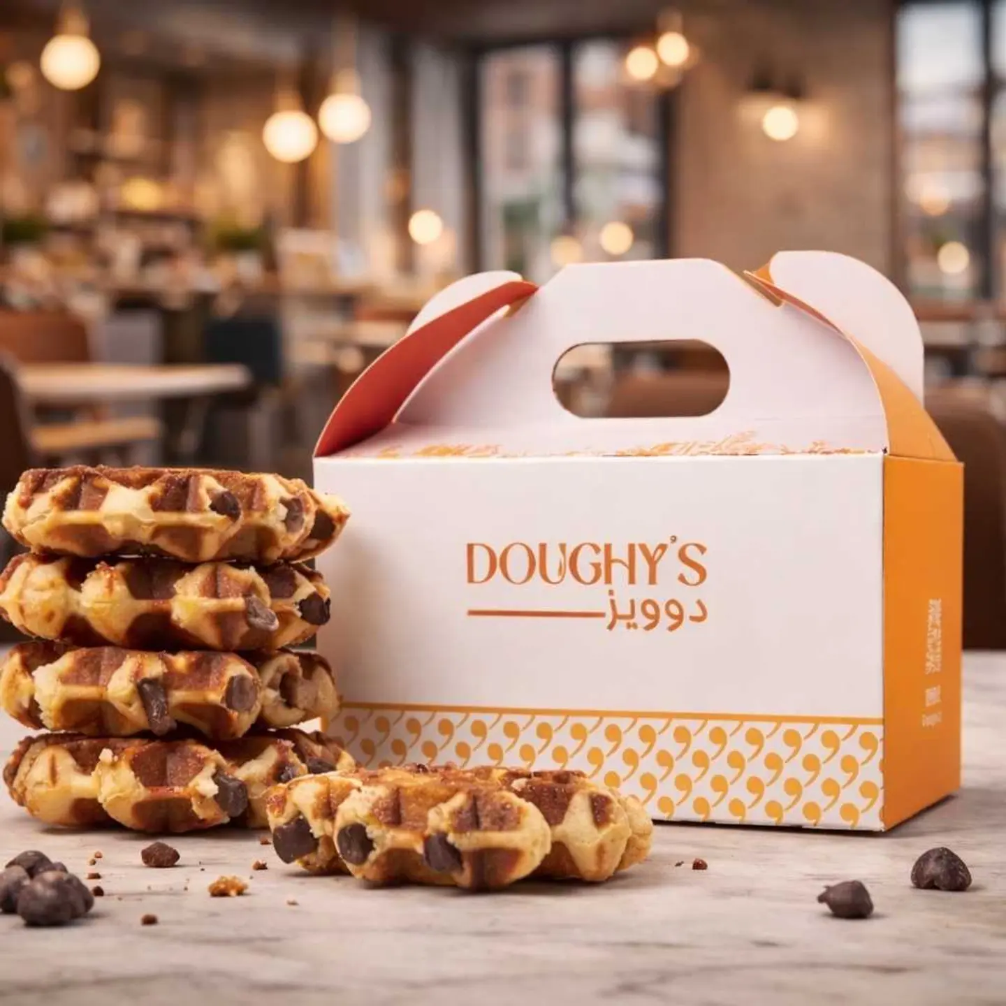 A Box Of 5 Choco Belgian Waffles