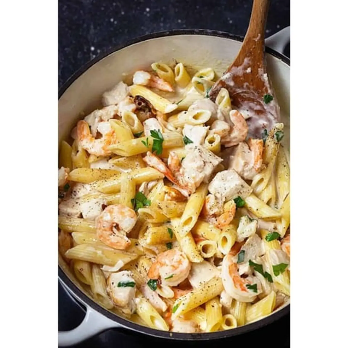 Mix Meat Shrimp Chicken Pasta