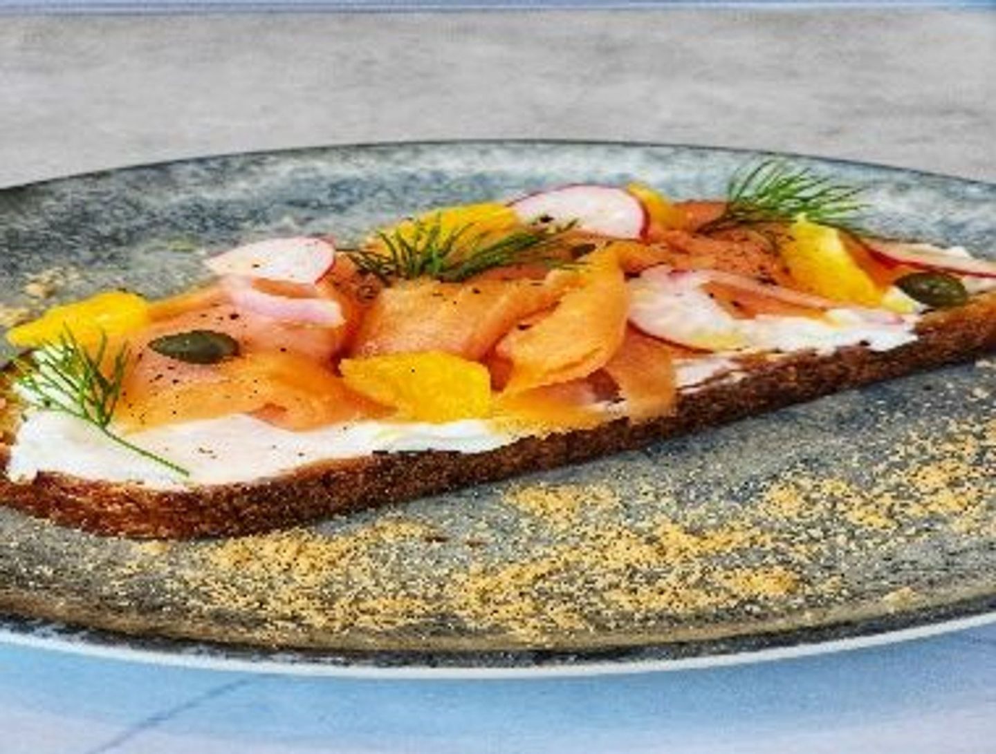 Smoke Salmon Orange Toast