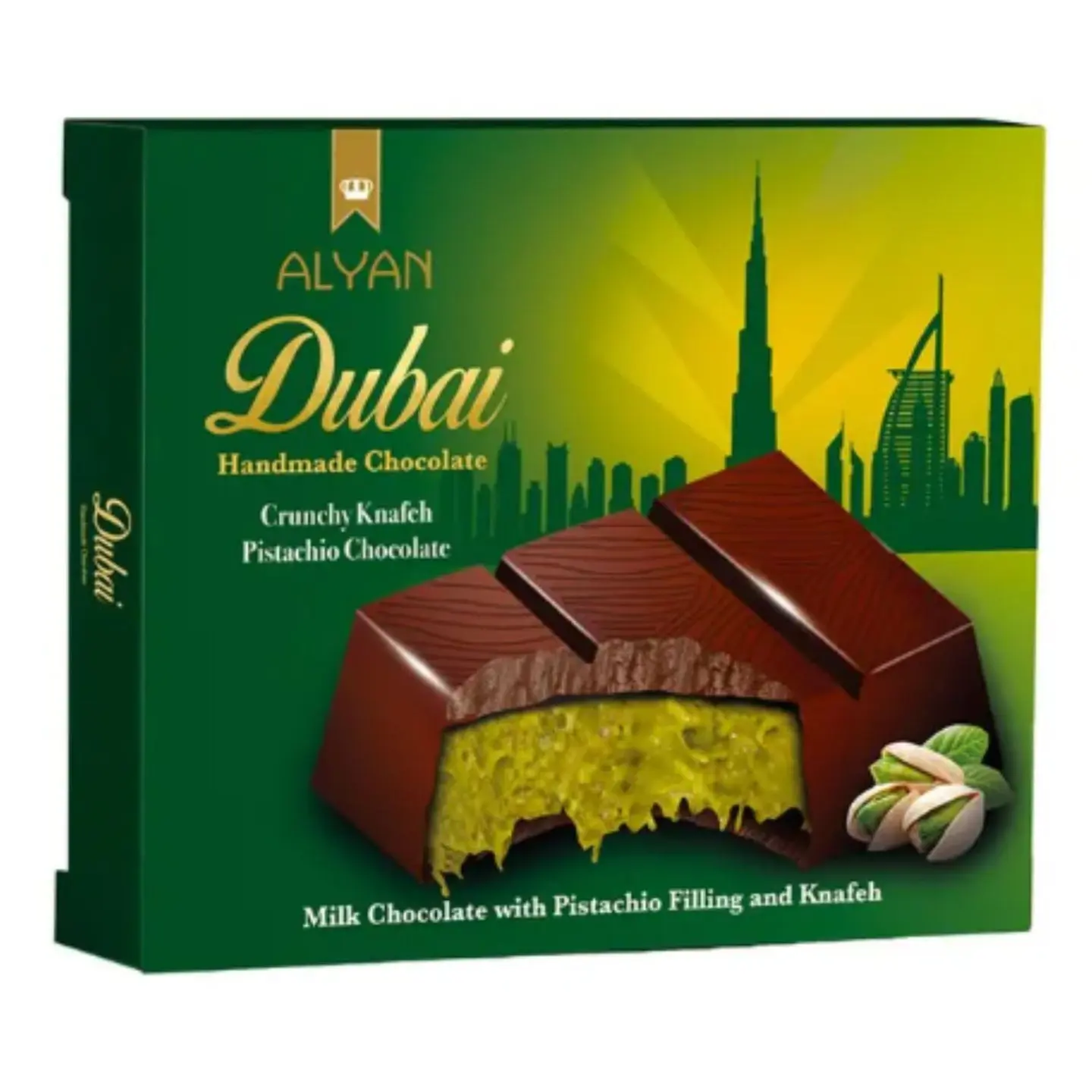 Alyan Dubai Pistachio Milk Chocolate 100g