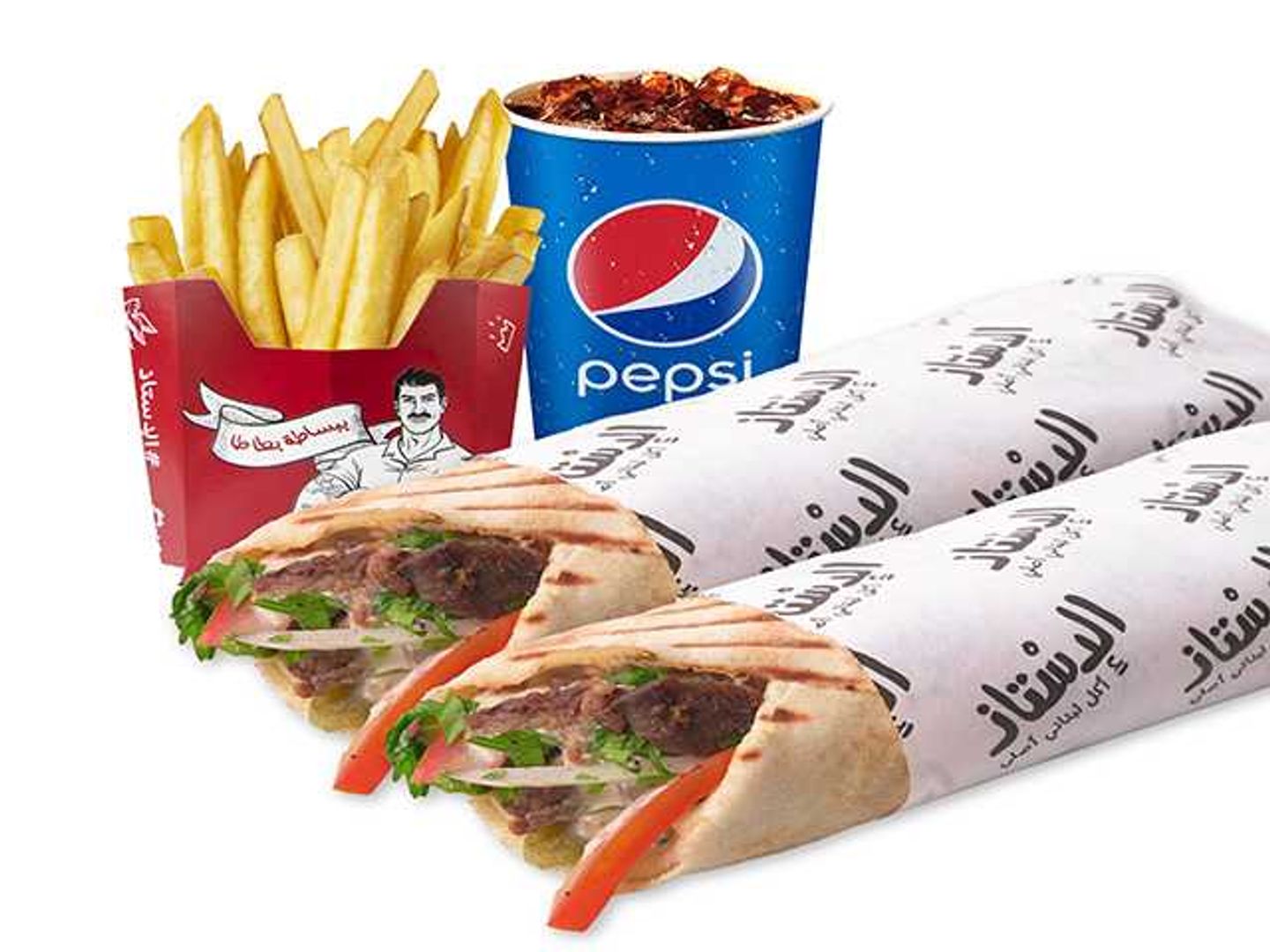 وجبة ٢ شاورما لحم وسط