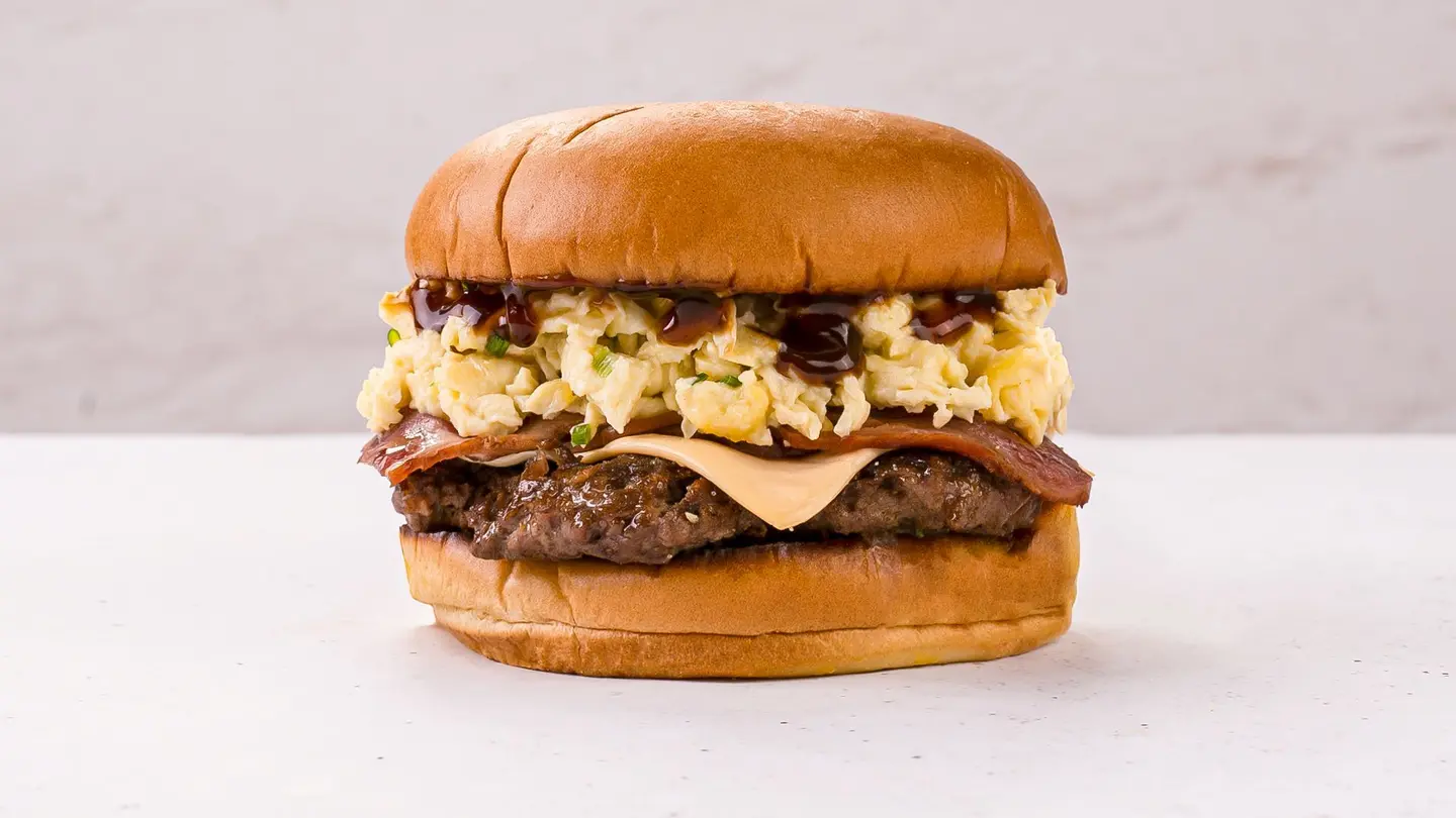 Cheesy Brekkie Burger With Eggs