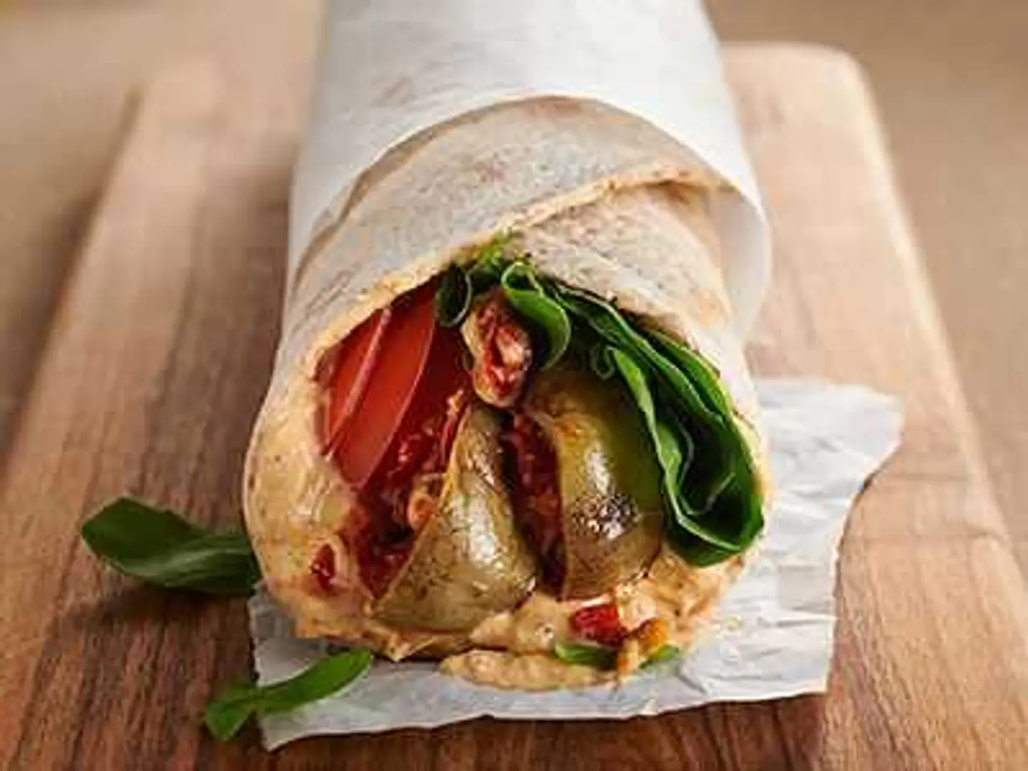 Spicy Eggplant & Muhammara Hummus Wrap