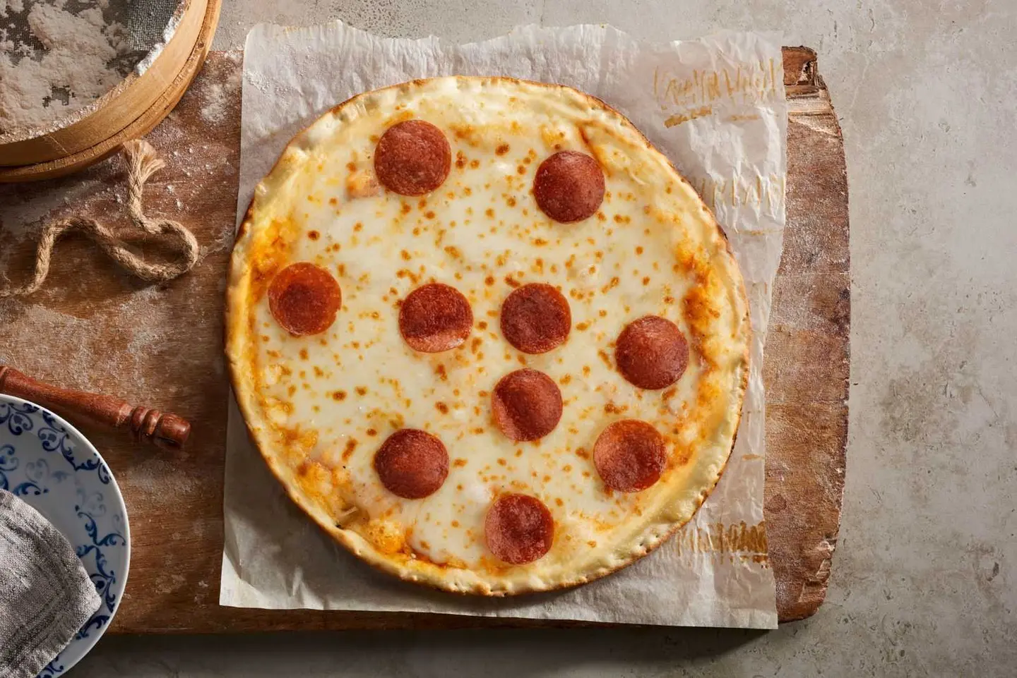Akkawi Cheese & Pepperoni Manakeesh