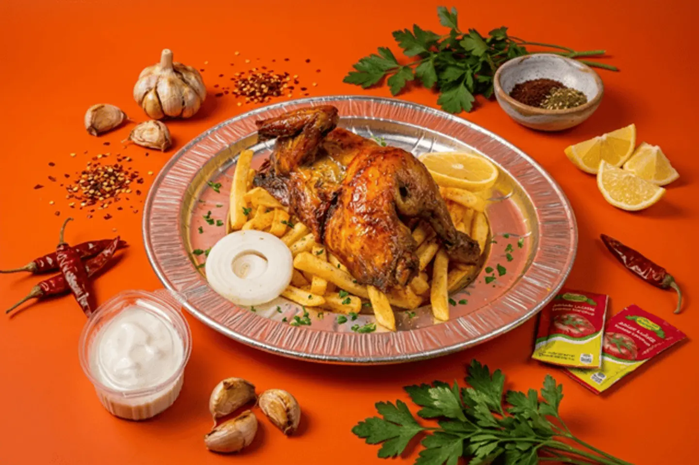 نص فروج مع بطاطا