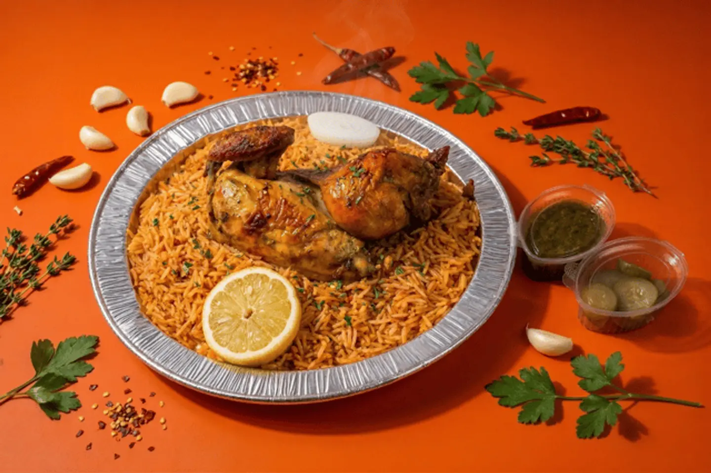نص فروج مع رز