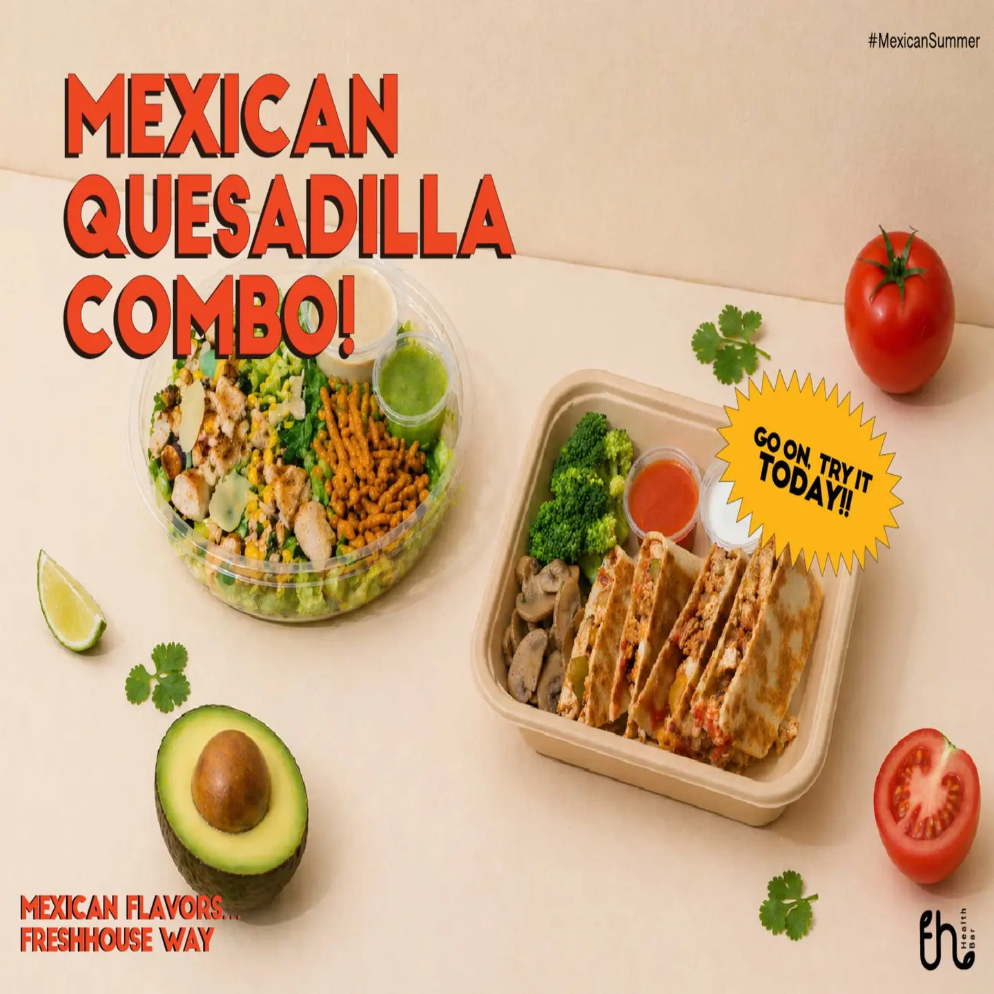 Quesadilla And Mexican Caesar Salad