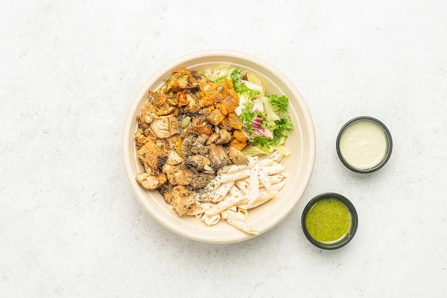 Mushroom Pasta Chicken Bowl