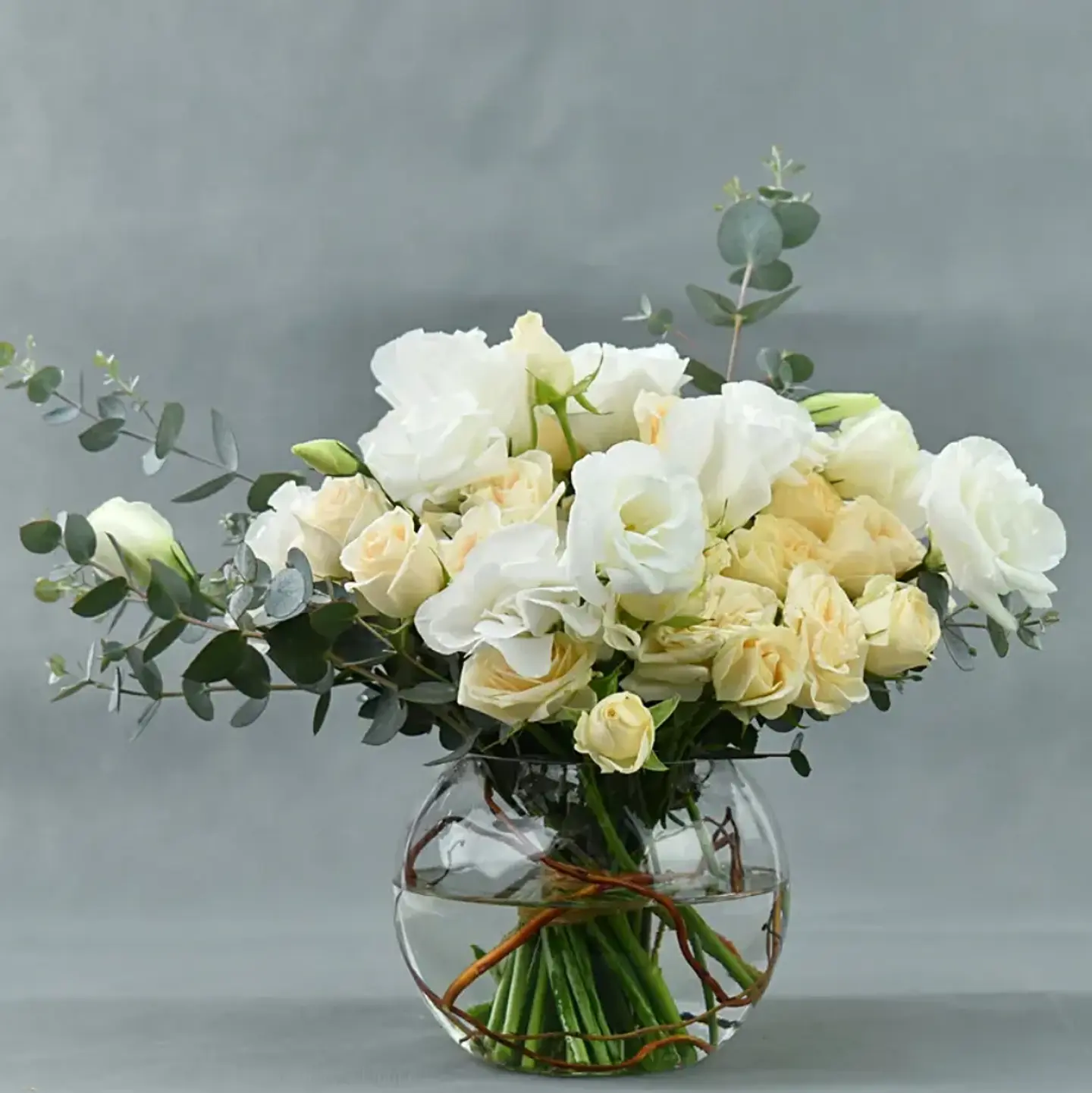White Roses Flower Arrangement In Premium Vase