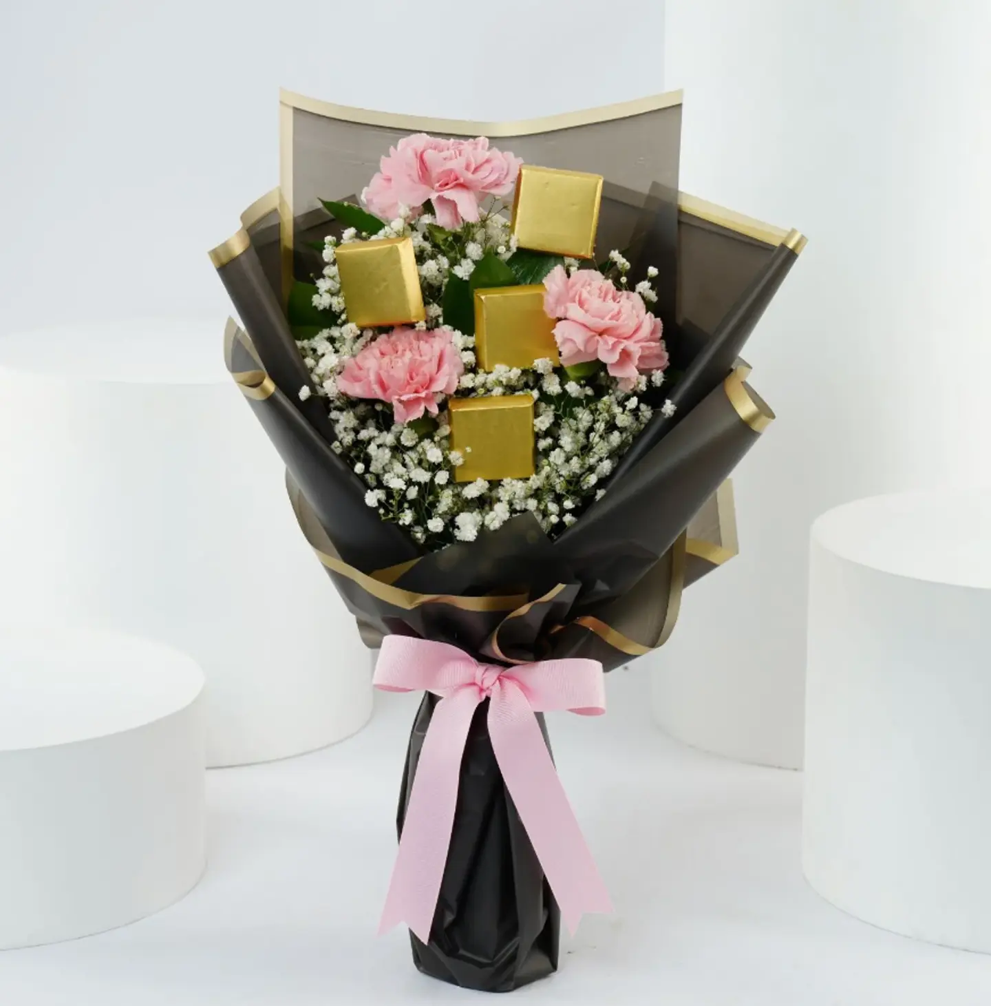 Pink Carnation Bouquet N Chocolate Combo