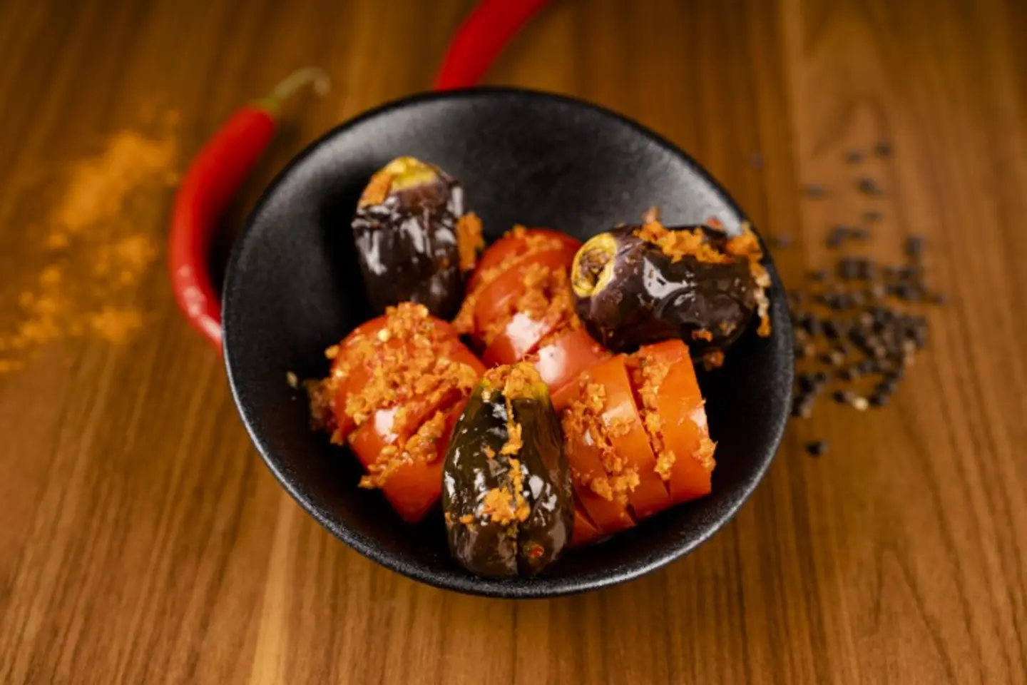 Eggplant With Tomato Pickle
