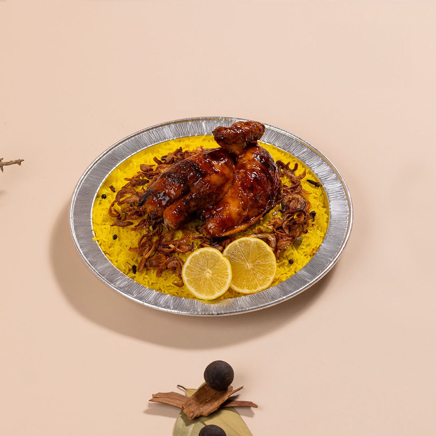 Barbecue Chicken With Yellow Smoked Rice   Half