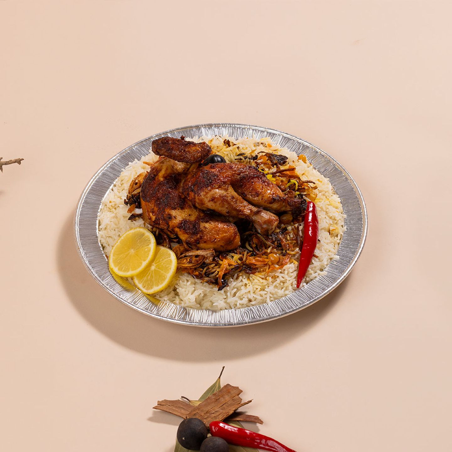 Mufalfla Chicken With White Smoked Rice Half