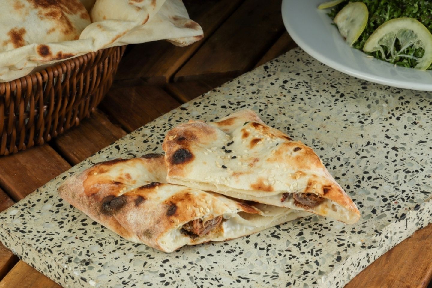 Meat Awsal With Labneh Sandwich