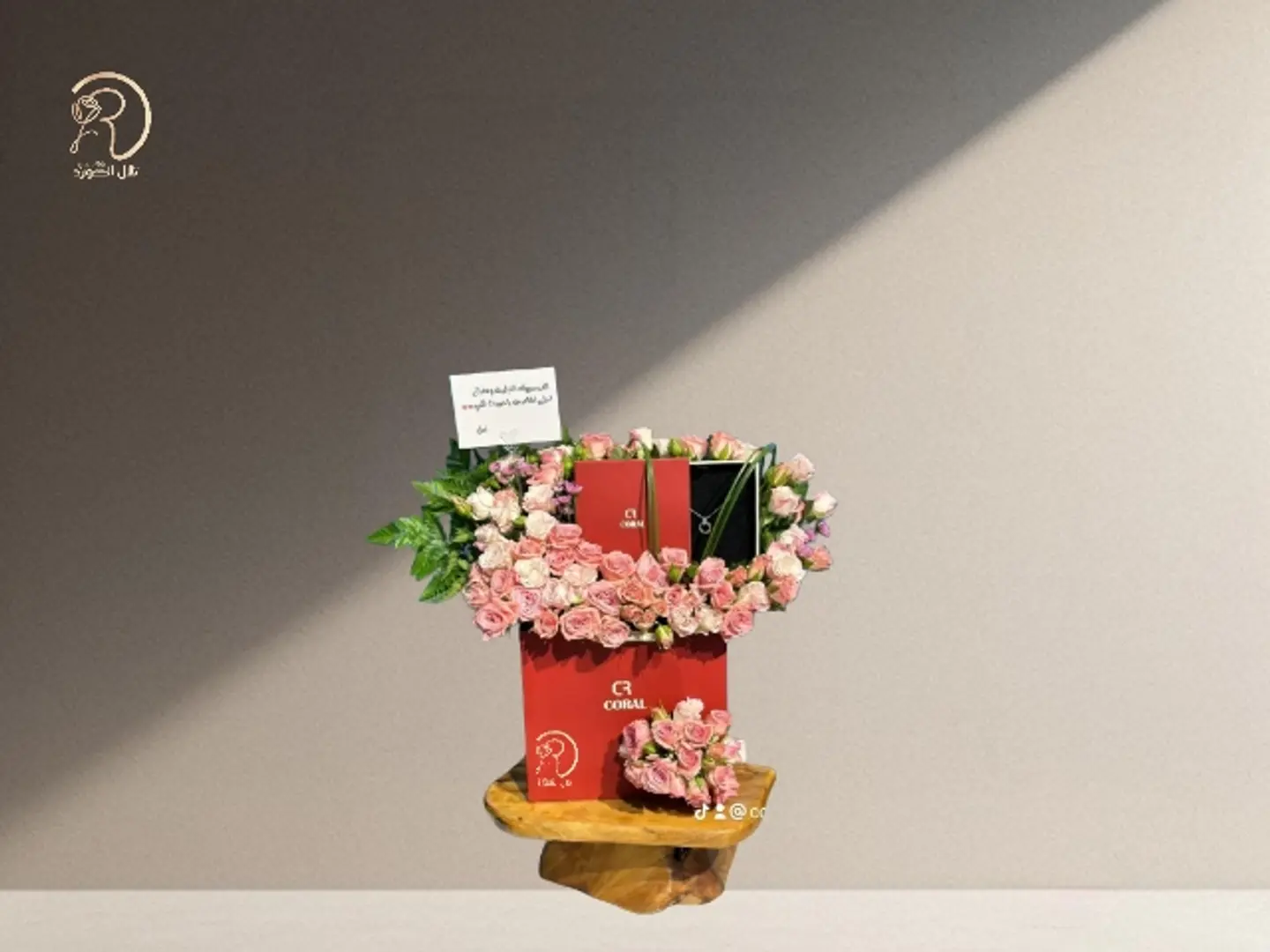 Luxurious Greek Arrangement Of Roses Box With The Charm Of A Choir Pendant