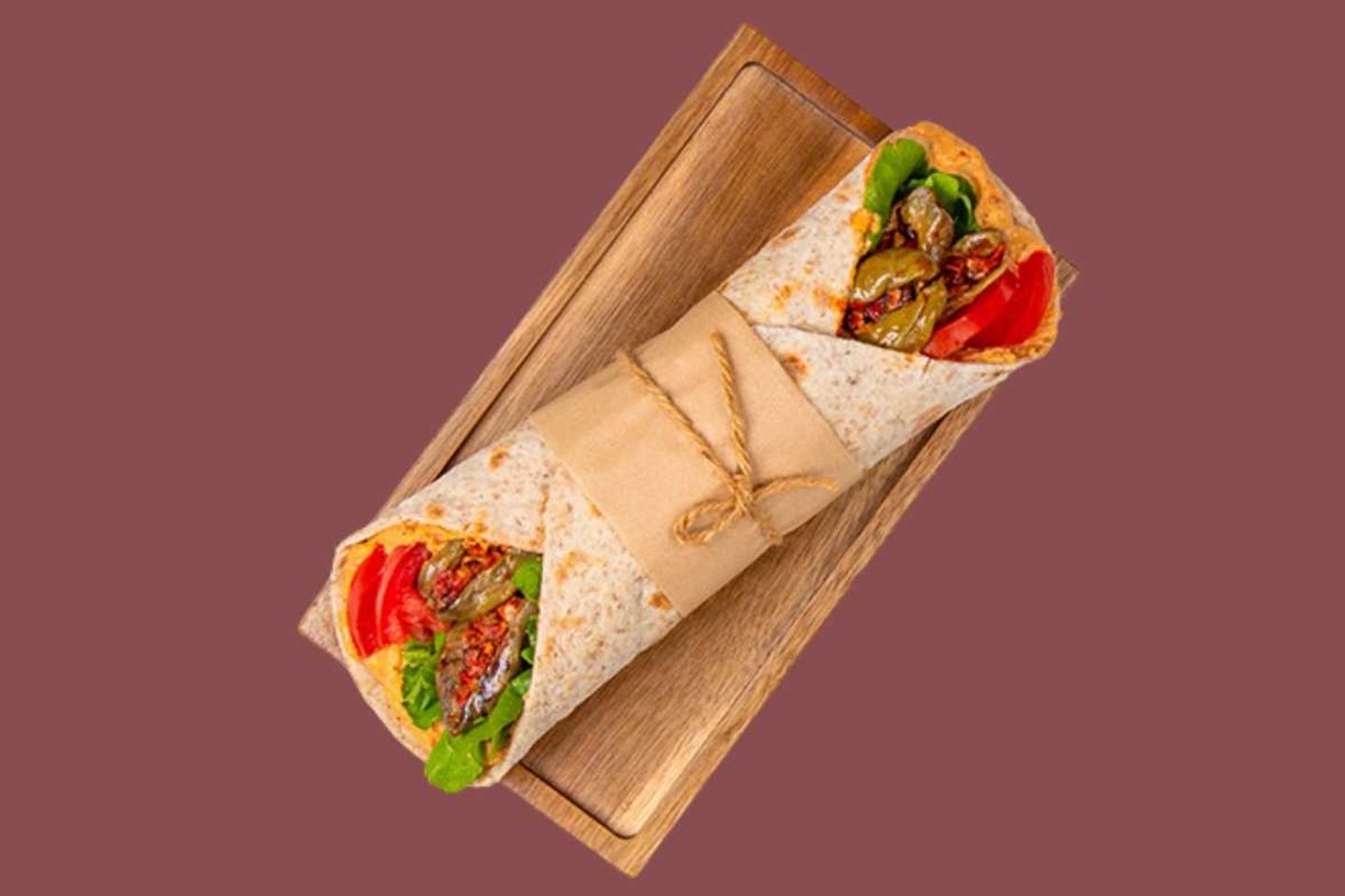 Spicy Eggplant And Muhammara Hummus Wrap