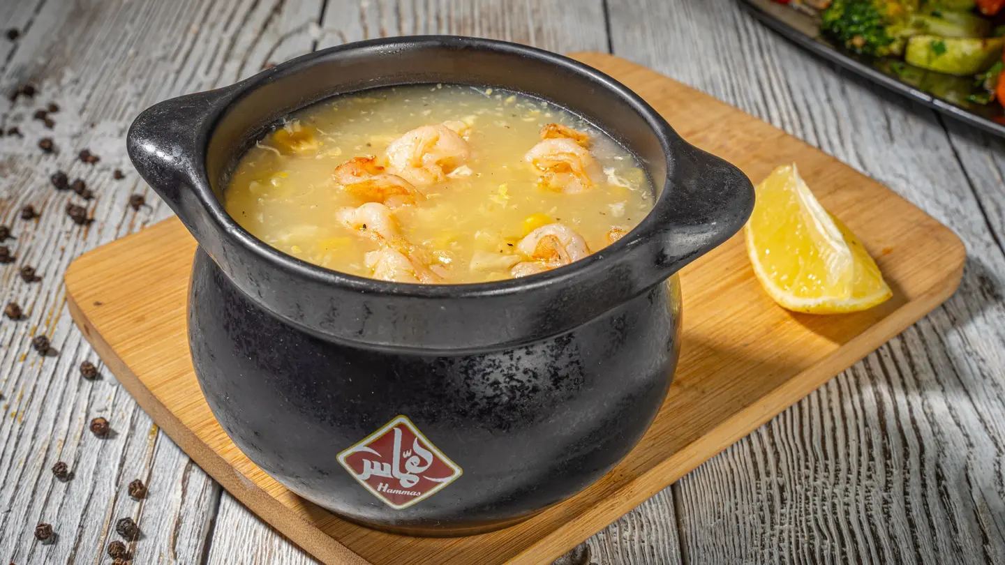 شوربة ذرة مع جمبري