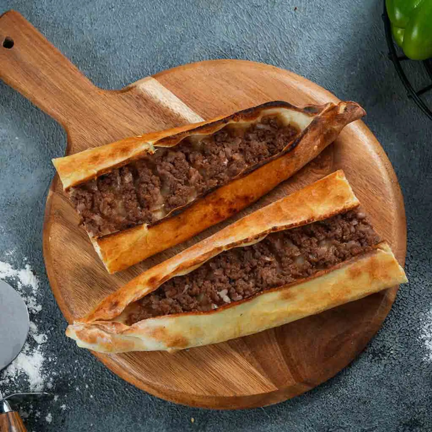 Long Minced Meat Pie With Pomegranate Sauce