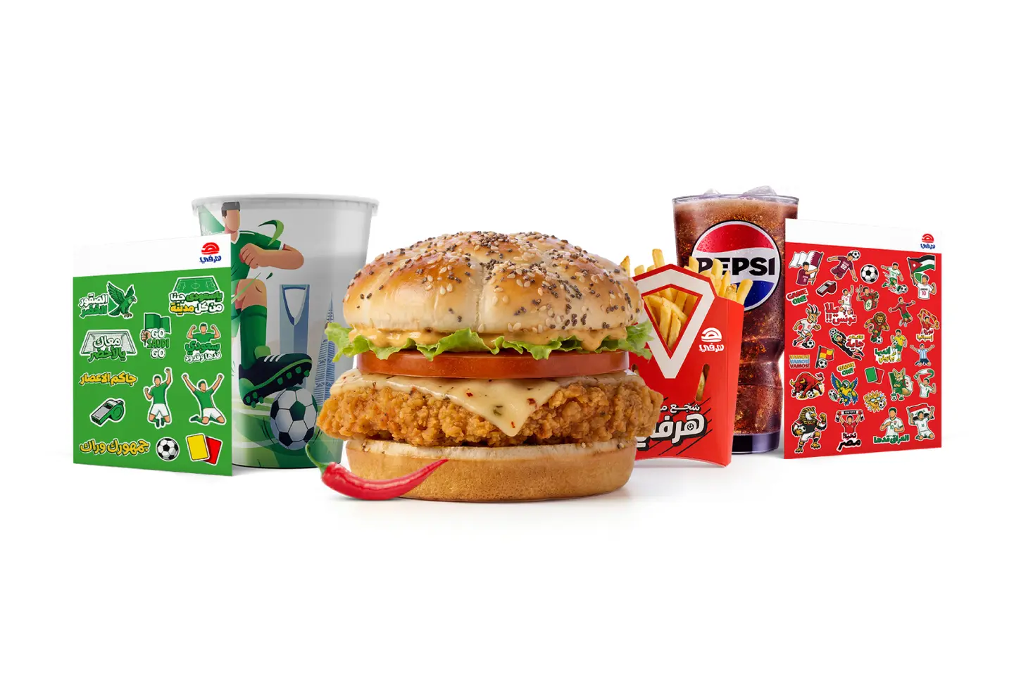 وجبة برجر الدجاج الحار كأس العالم حجم عادي