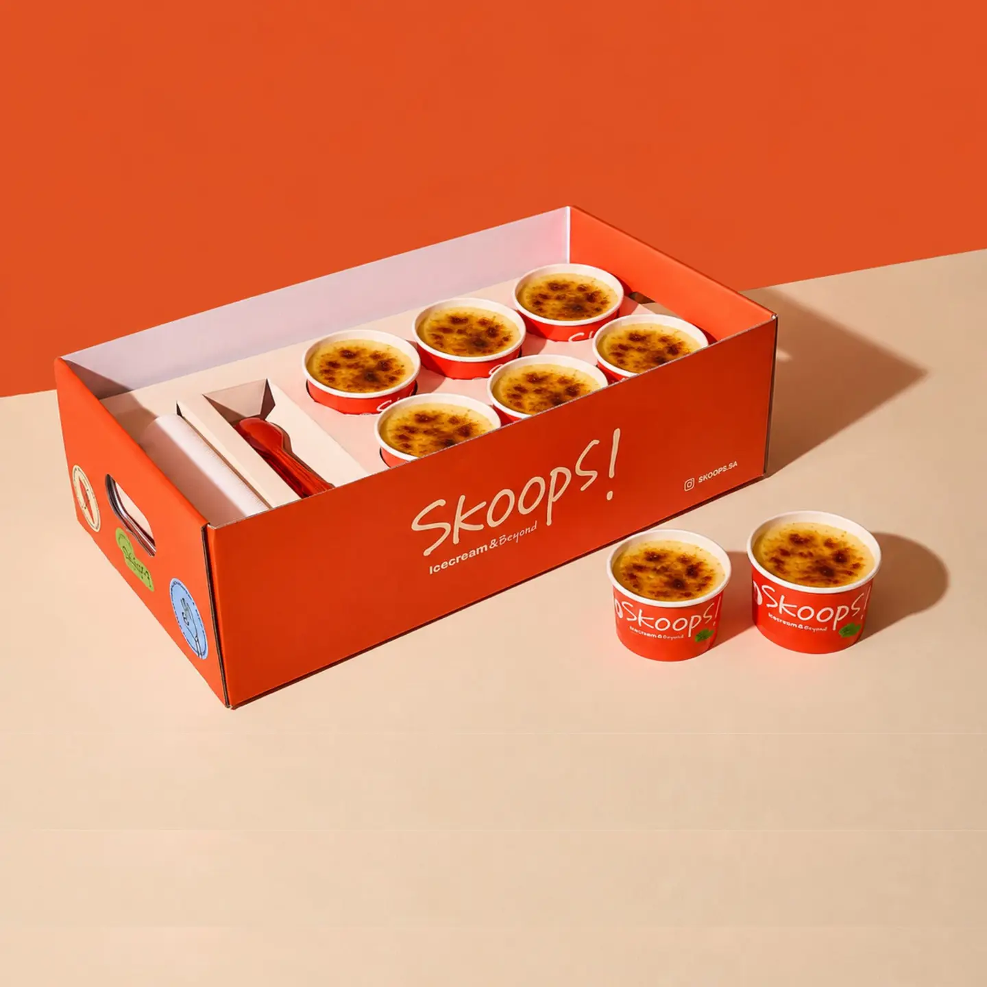 Creme Brulee With Ice Cream Box