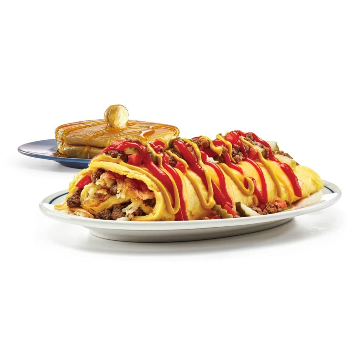 Cheeseburger Omelette + 2 Free Original Pancakes
