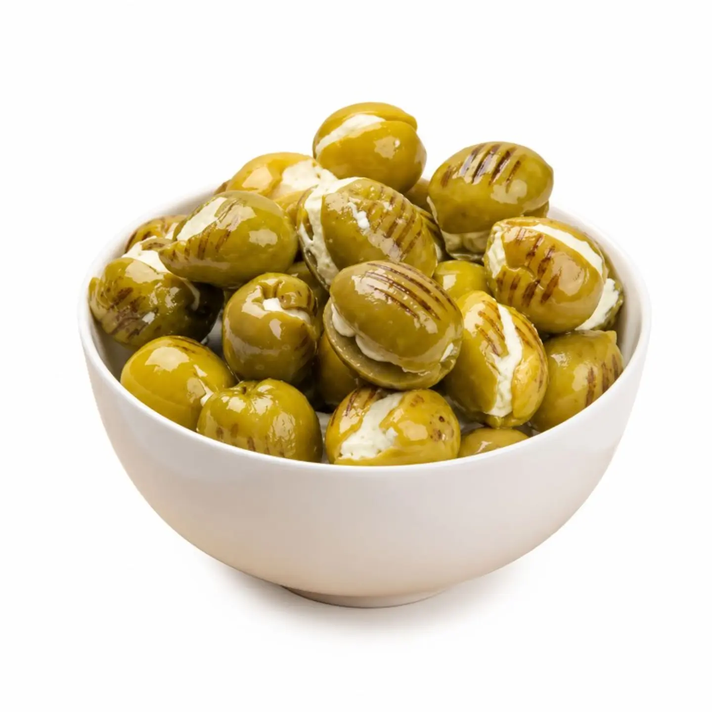 زيتون اخضر مشوي محشي لبنة