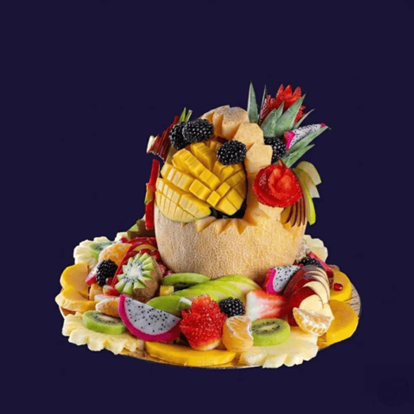 صحن فواكة عائلي سادة