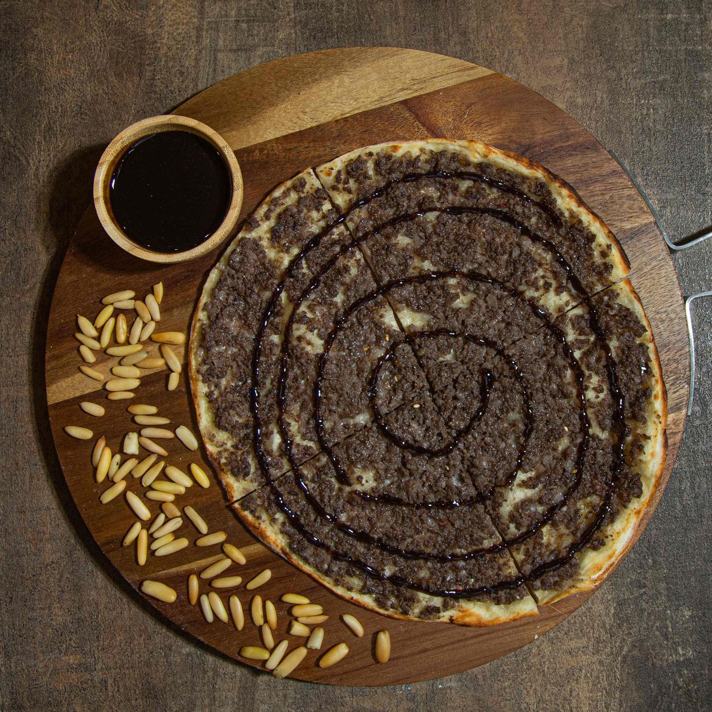 Meat Manoushe Pomegranate Molasses