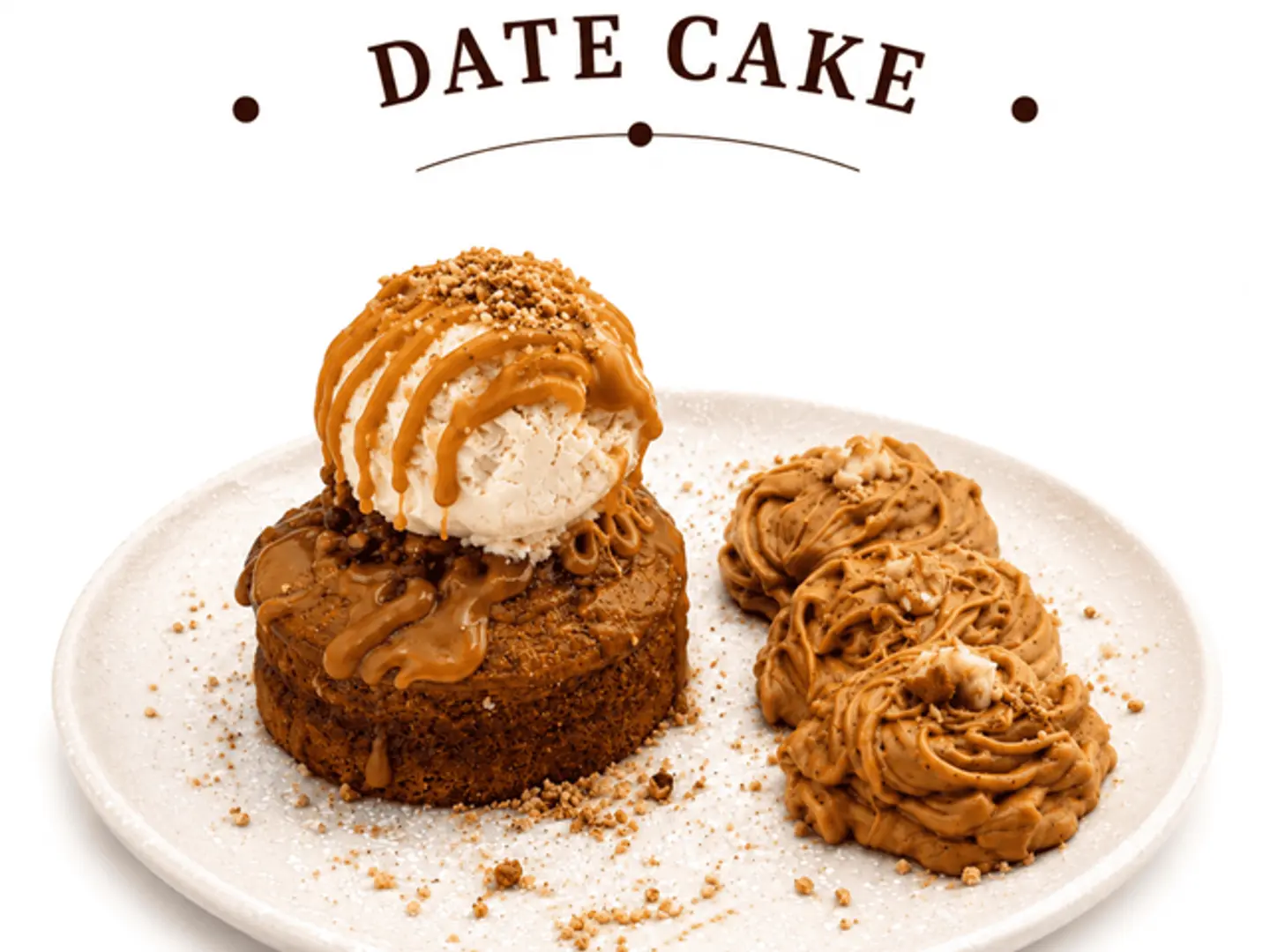 Date Cake With Ice Cream & Caramel
