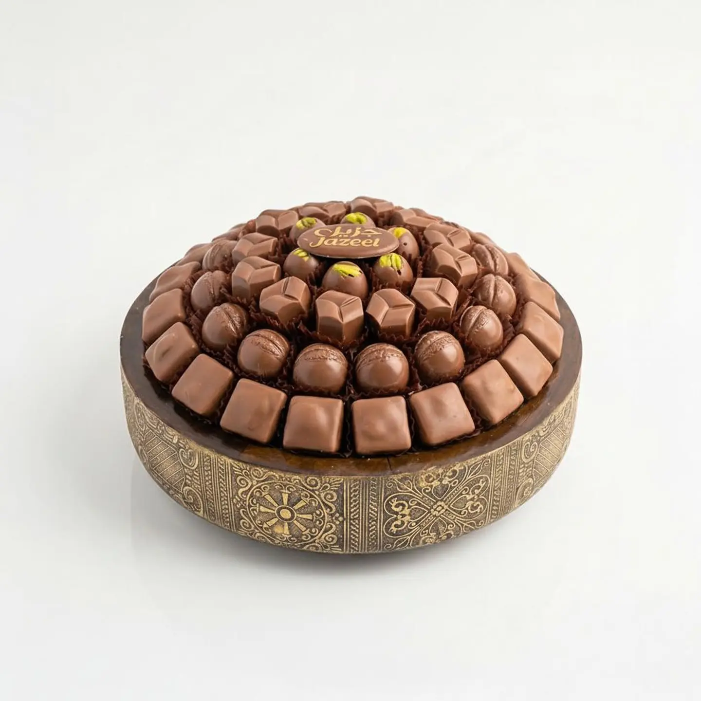 U Forty Five Large Open Round Gold Decorative Tray With Base