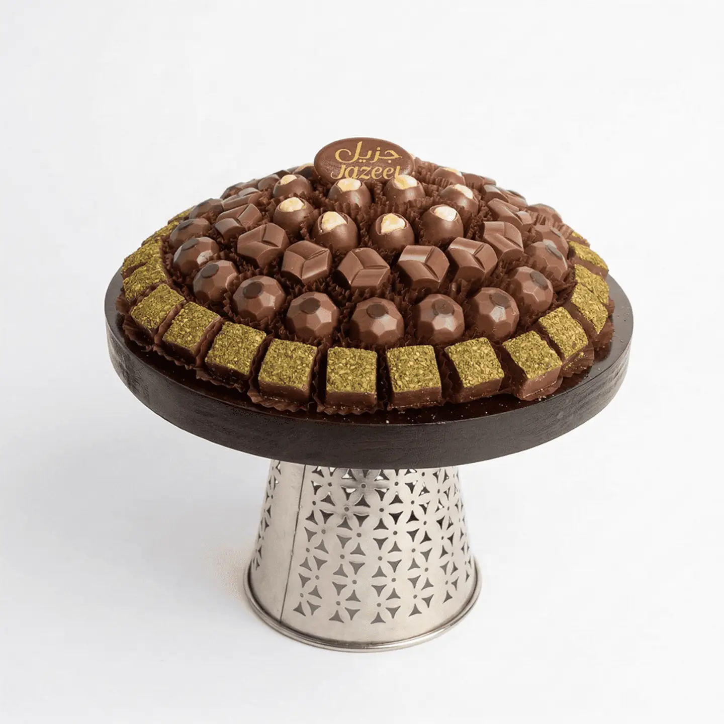 ستاند شوكولاتة بإطار خشبي فضي يو أربعة وعشرون