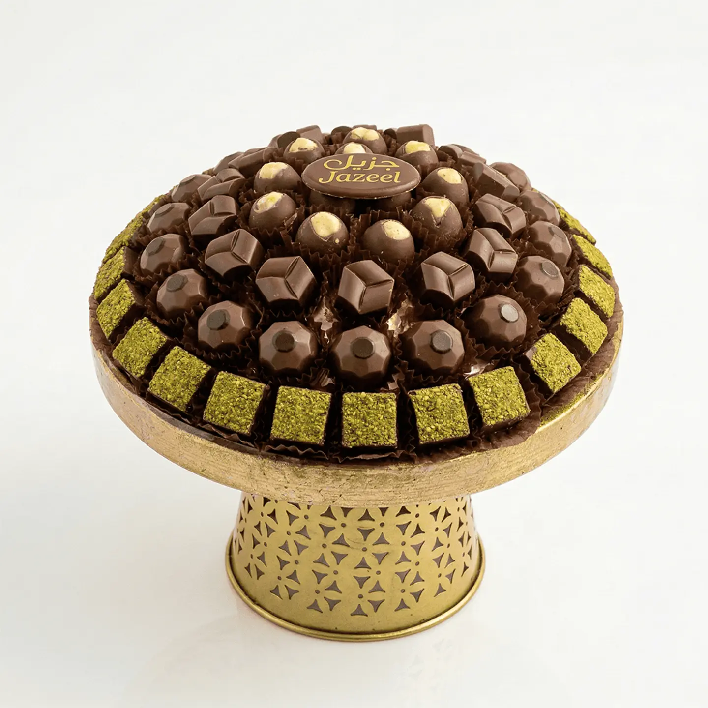 ستاند شوكولاتة بإطار خشبي ذهبي يو ثلاثة وعشرون