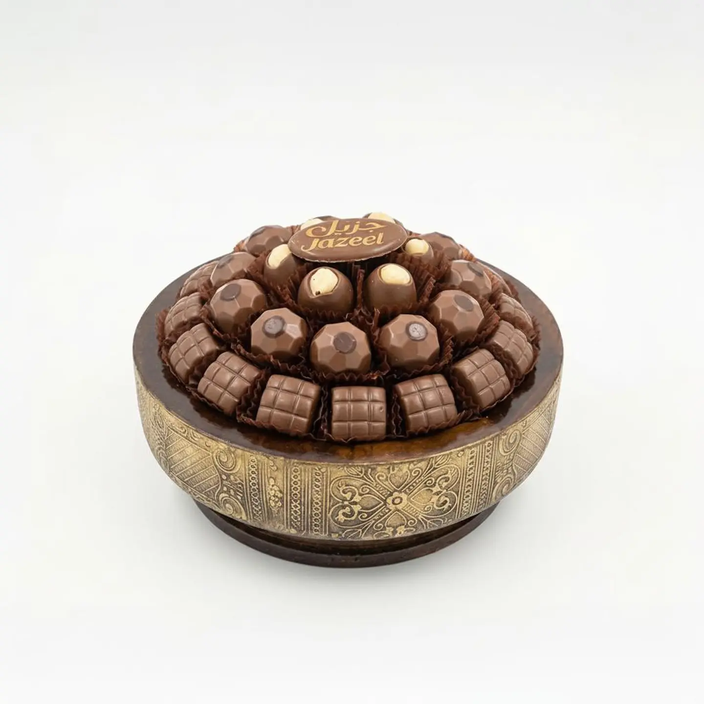 U Forty Four Medium Open Round Gold Decorative Tray With Base