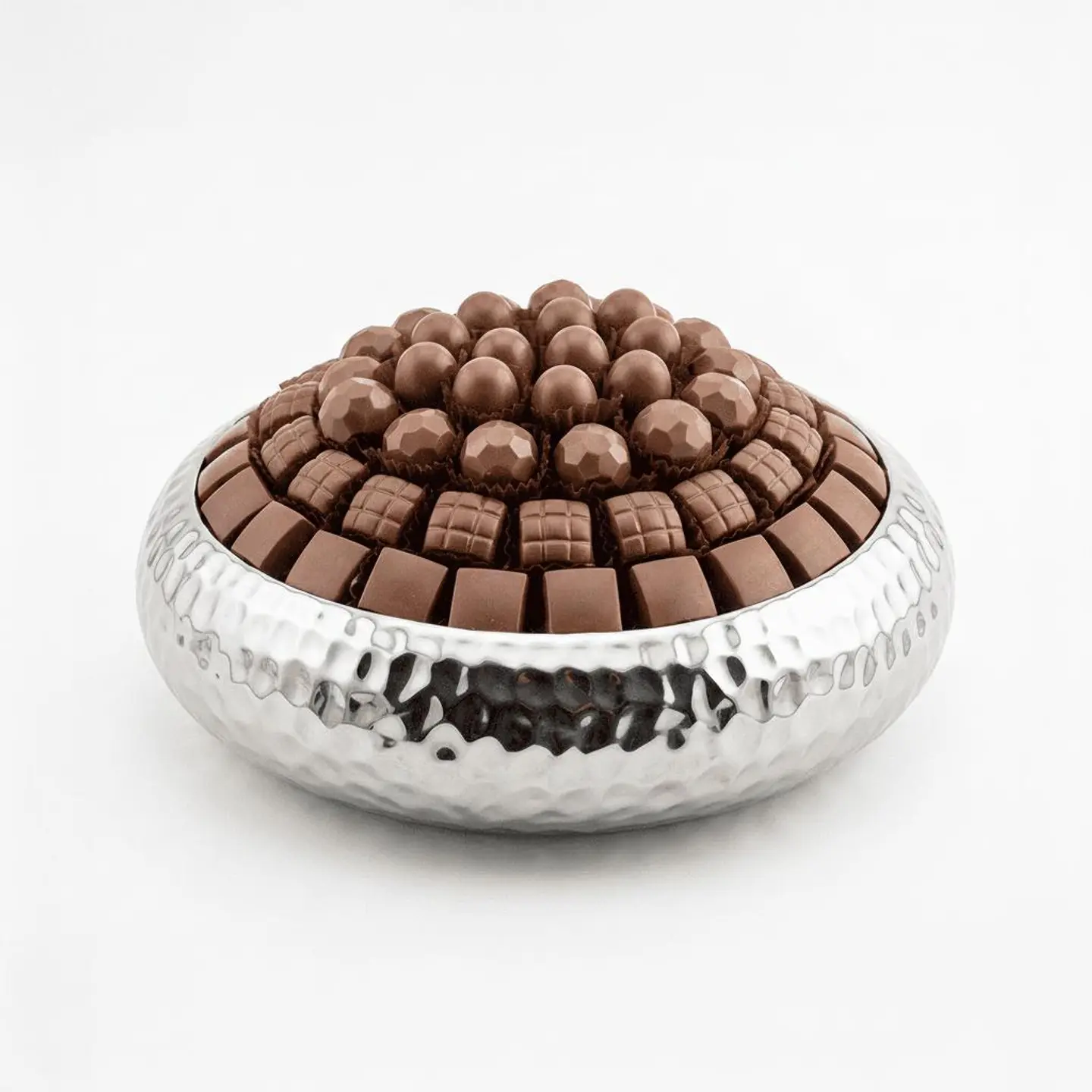 U Fifty Open Round Silver Steel Tray