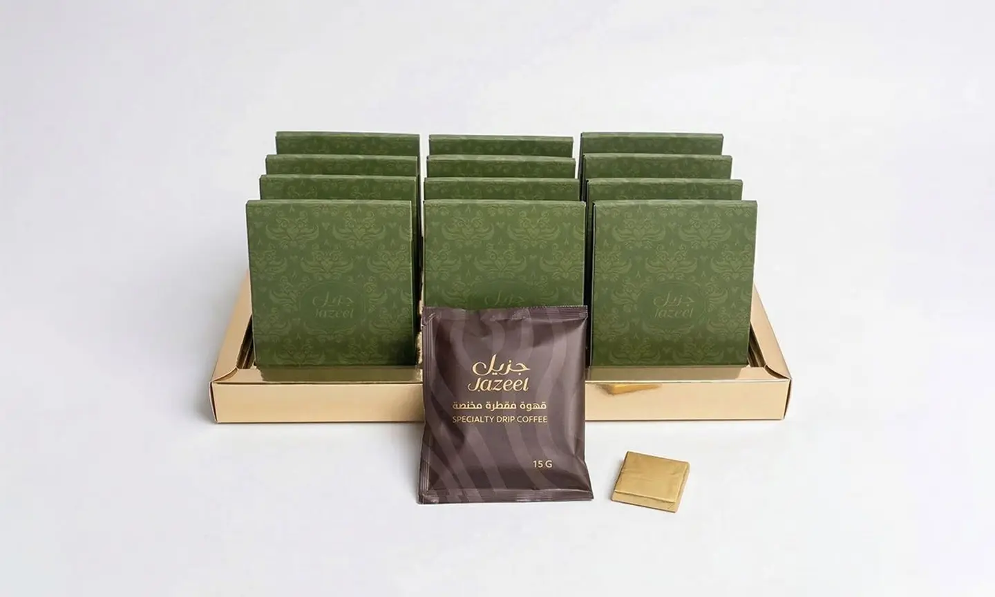 توزيعات عيد فاخرة مع اثني عشر ظرف قهوة