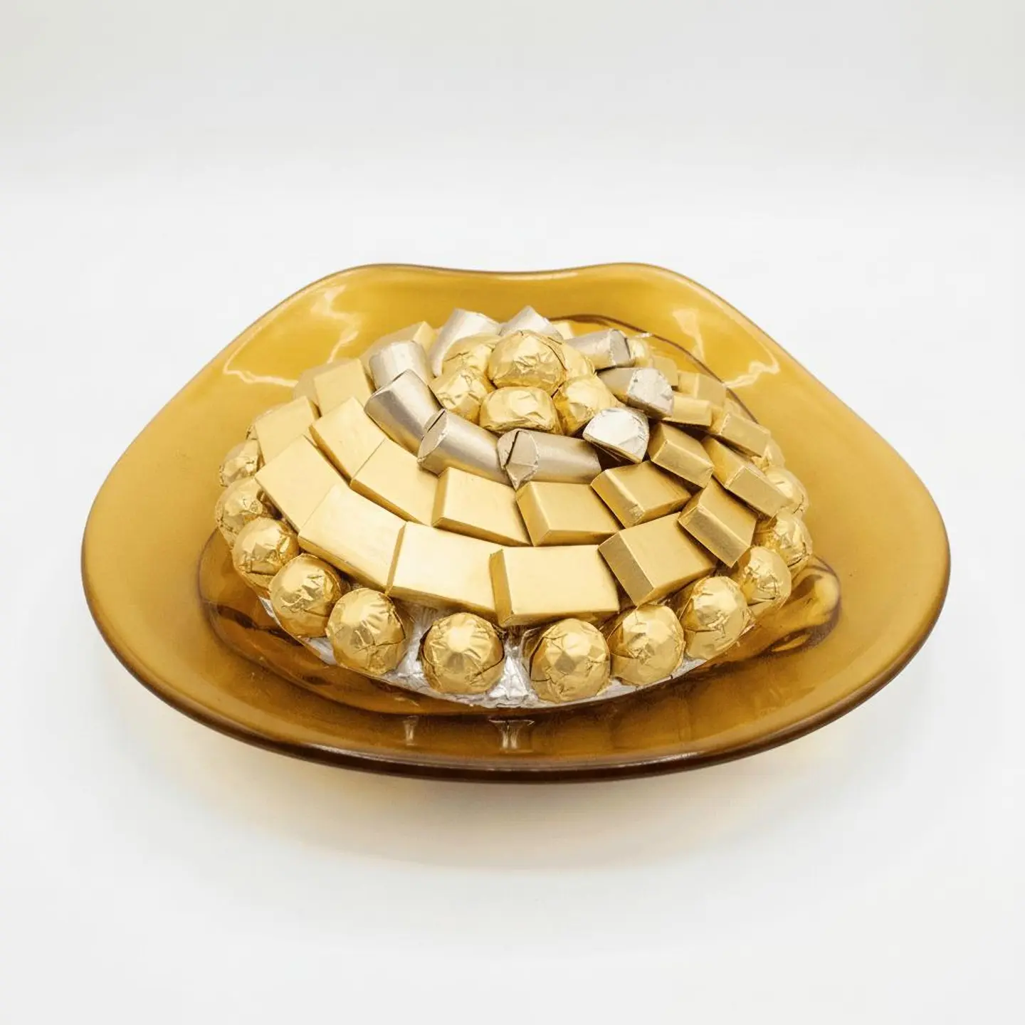 W12 Wavy Amber Glass Tray