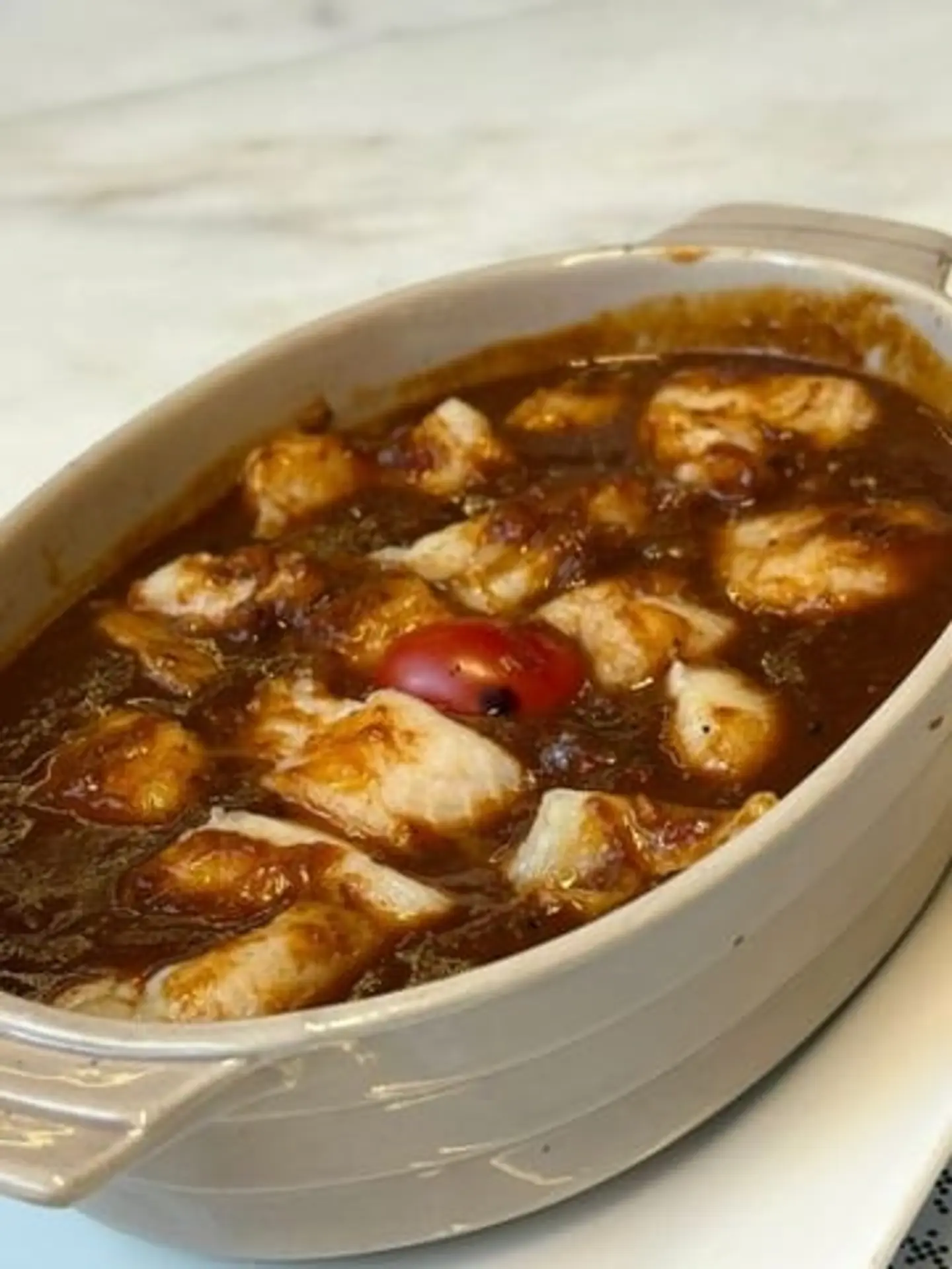 طاجن سمك هامور بالطحينة