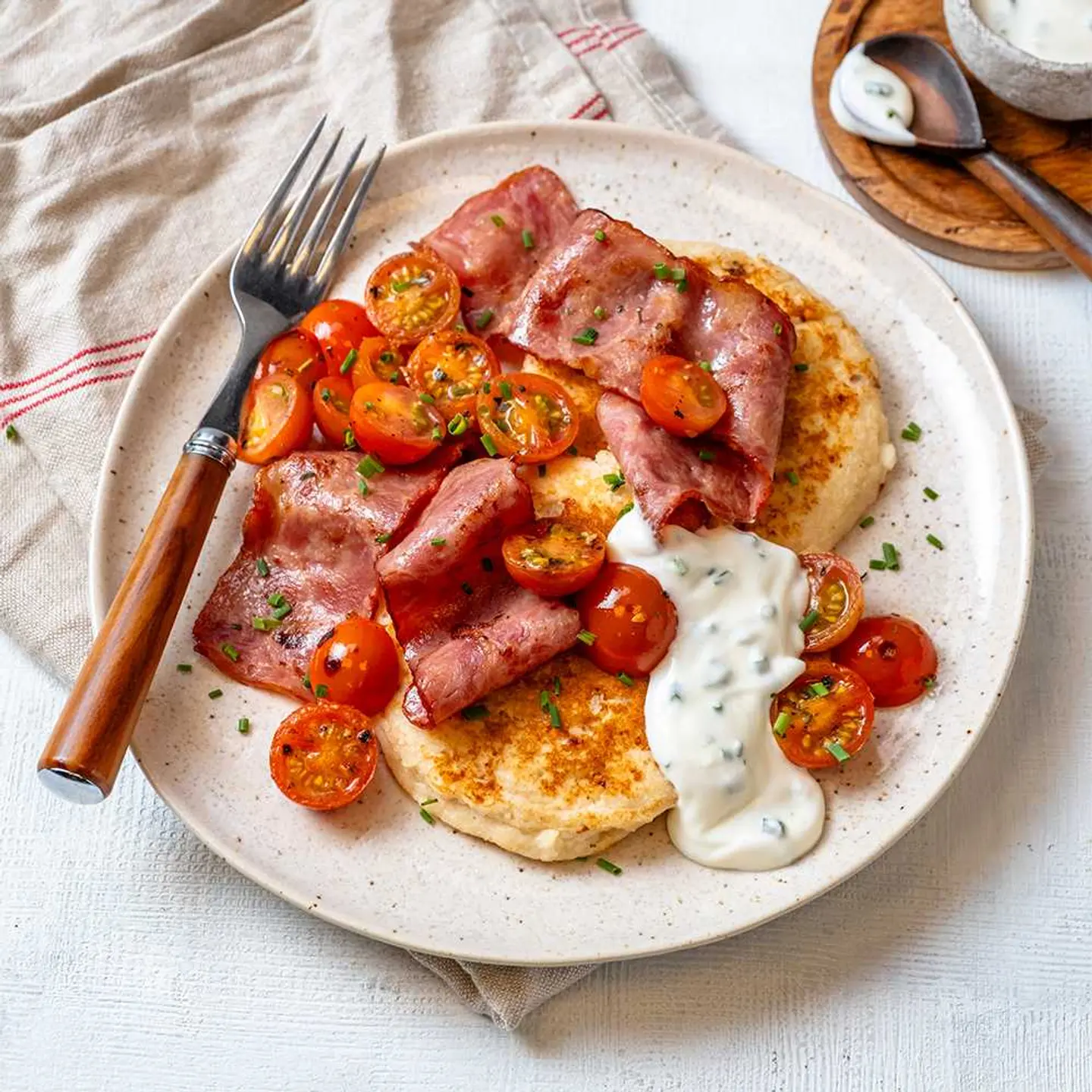 High Protein Cottage Pancakes With Bacon