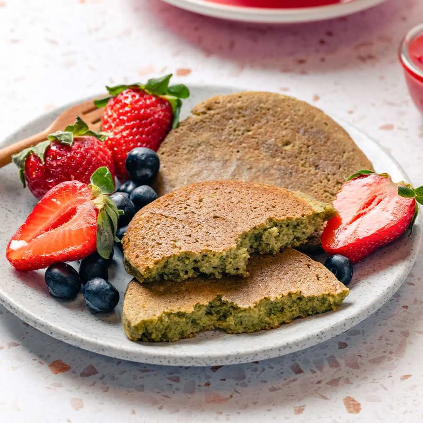 Strawberry Matcha Pancakes