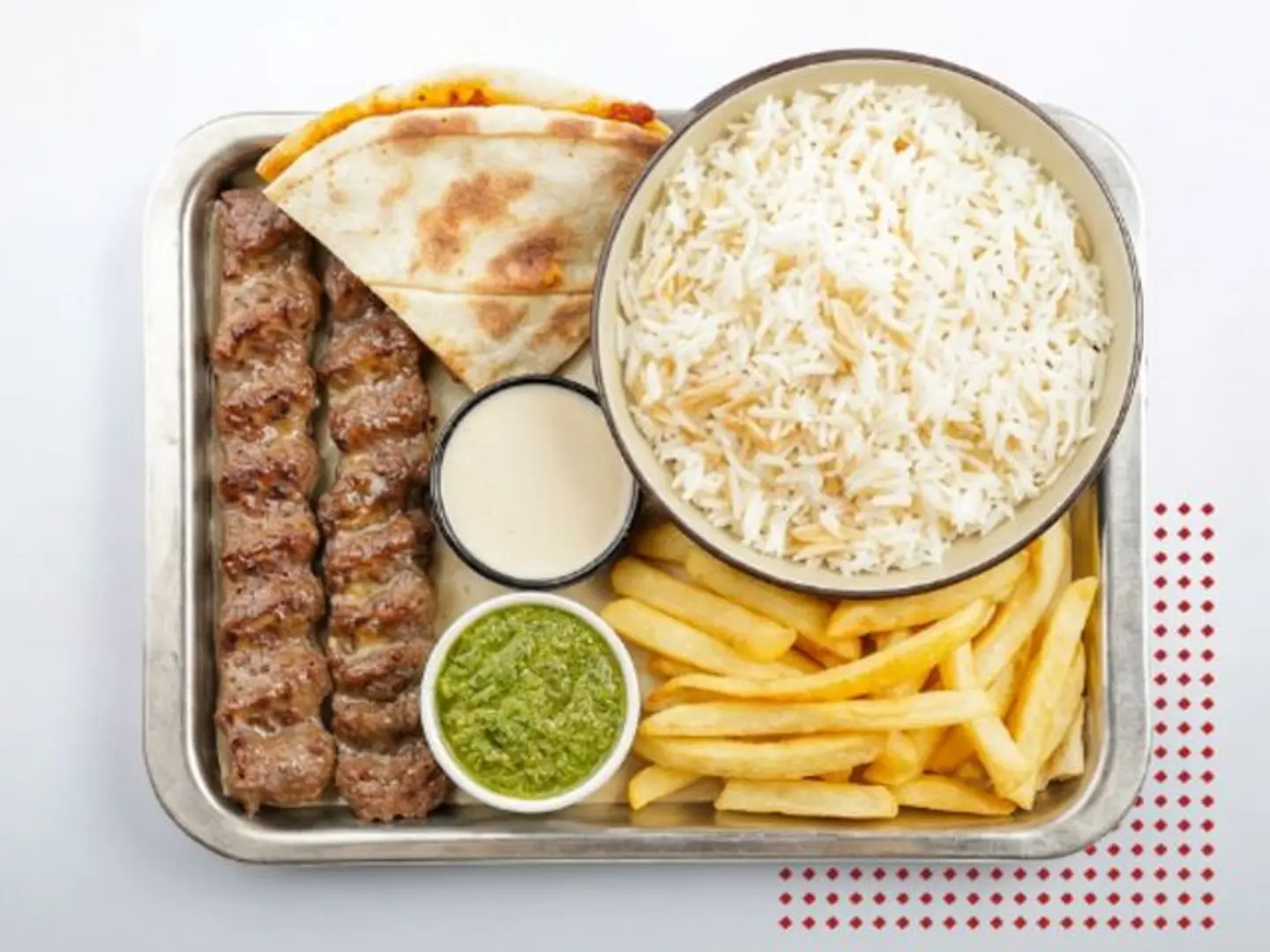 طبق كباب لحم من اختيارك (٣ أسياخ )