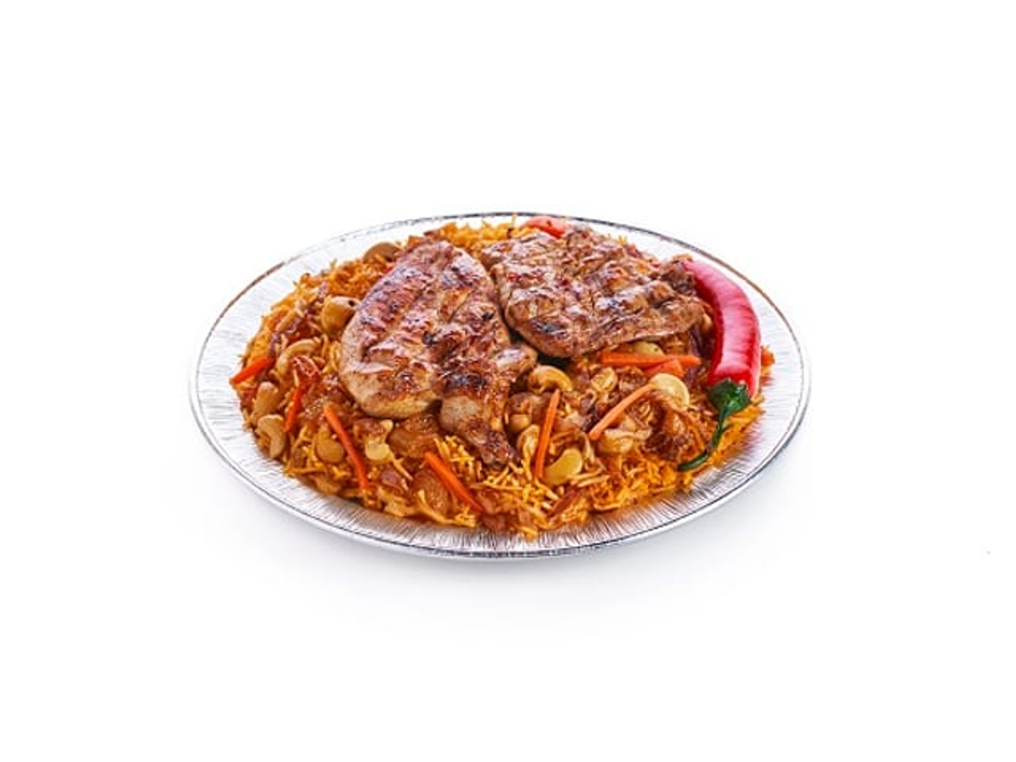 نص دجاج على الفحم مع رز