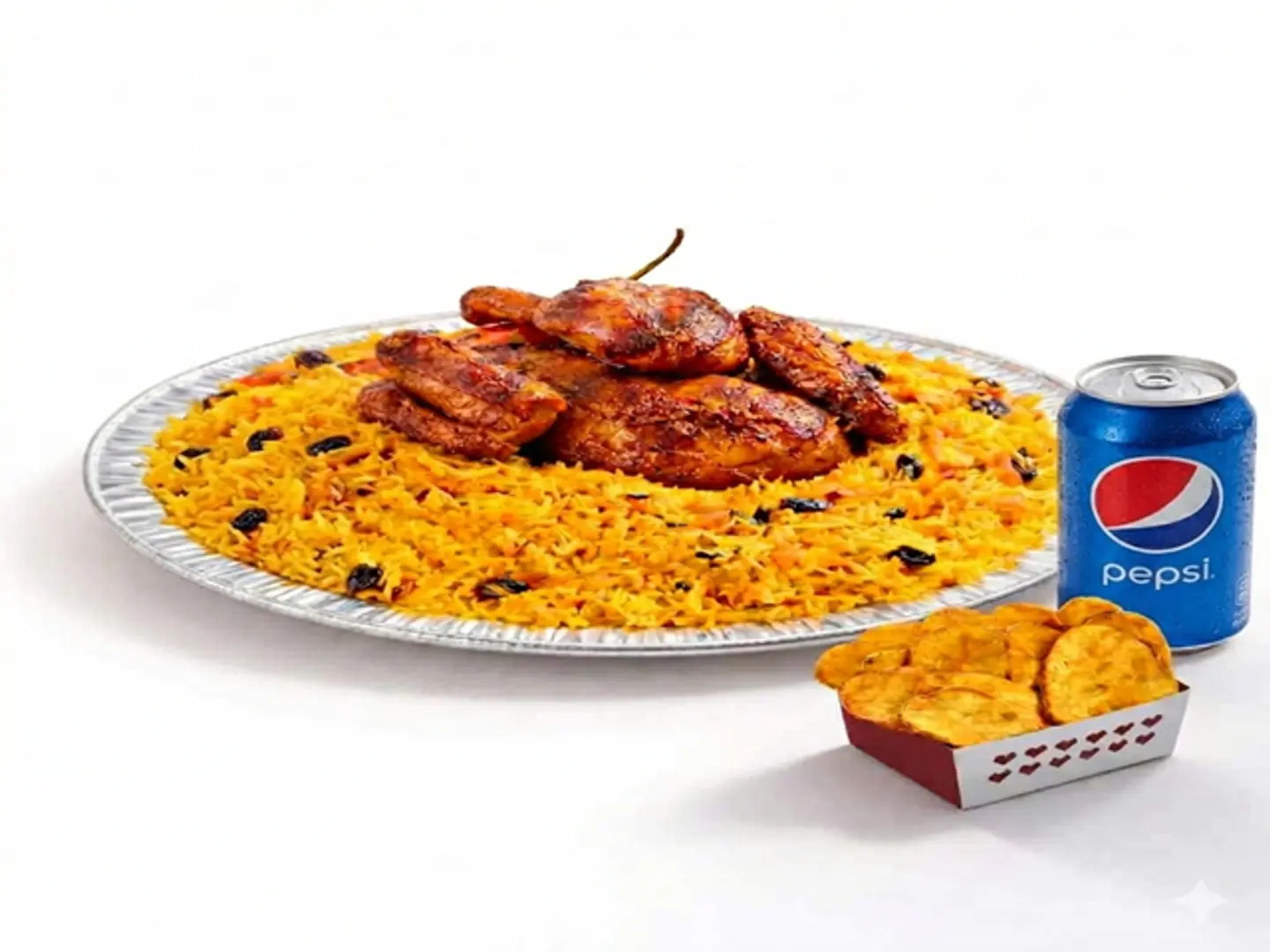 نص بخاري مع بطاطس شرائح مع بيبسي