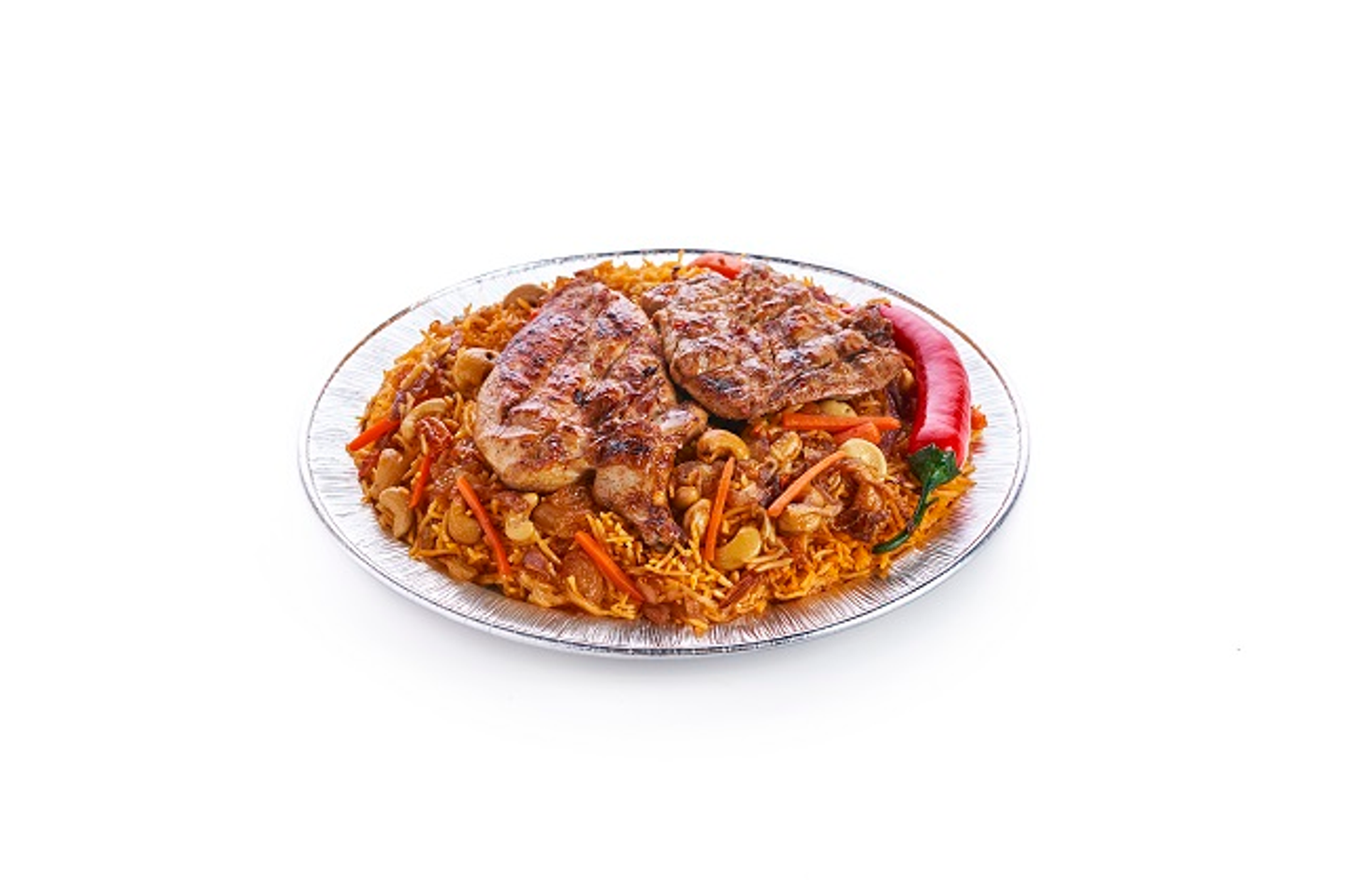 نص دجاج على الفحم مع رز