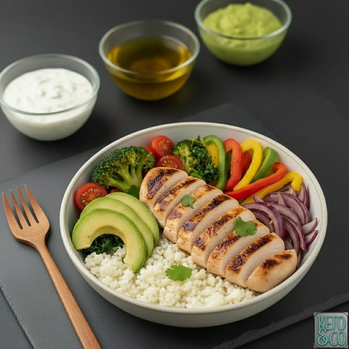 وعاء كيتو بالدجاج المشوي