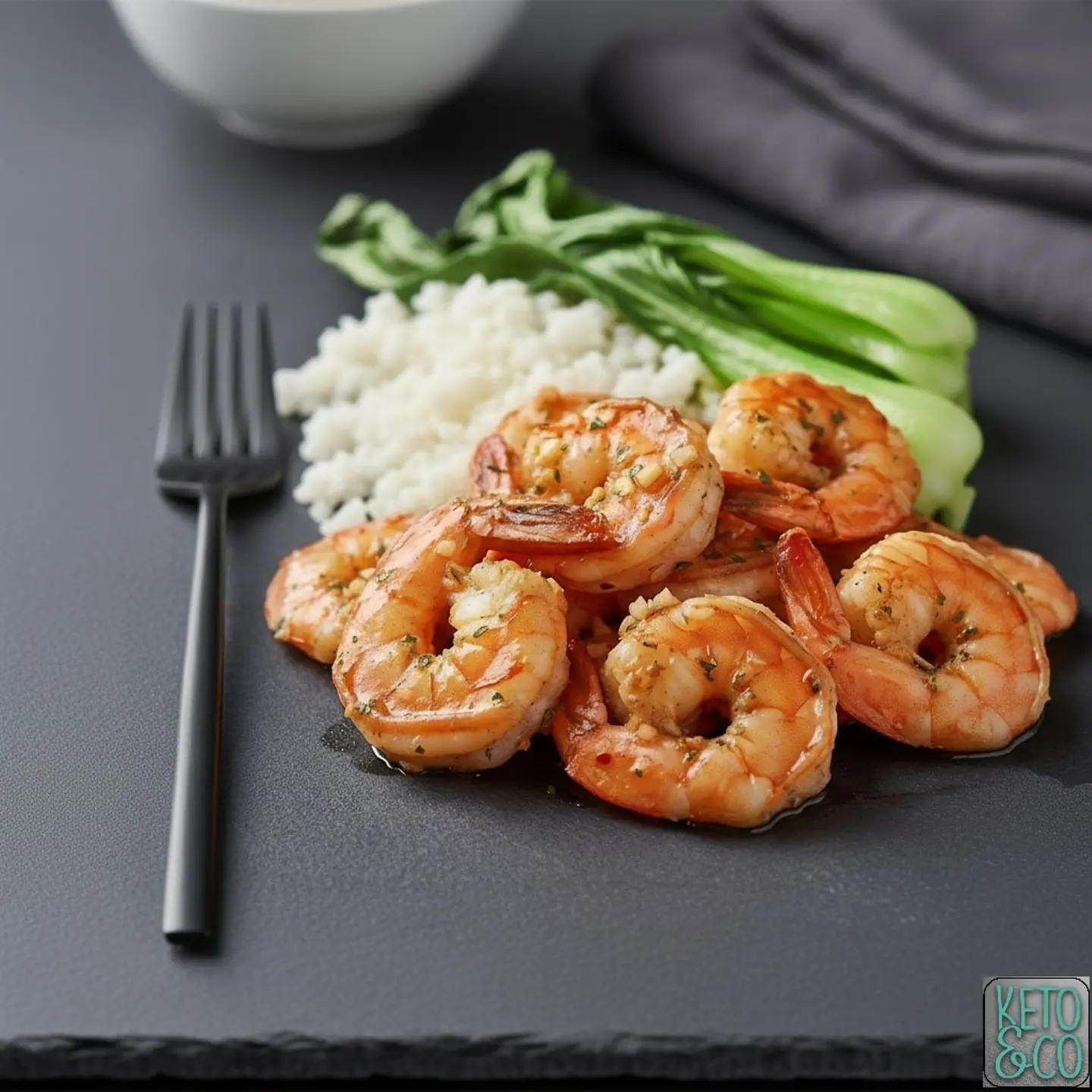 طبق كيتو جيم بالروبيان والثوم (100 جم)